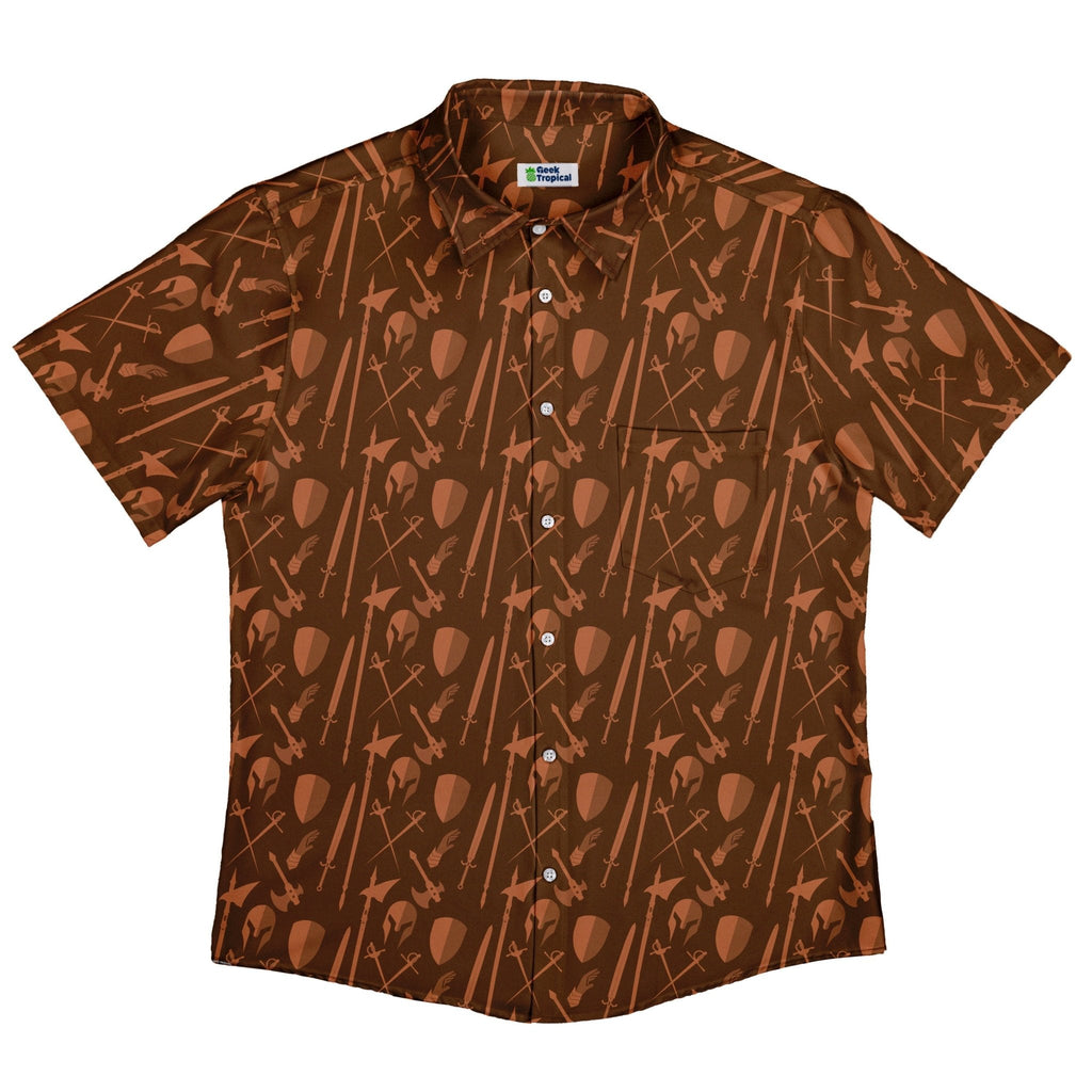 Dnd Fighter Class Button Up Shirt - adult sizing - Design by Heather Davenport - dnd & rpg print