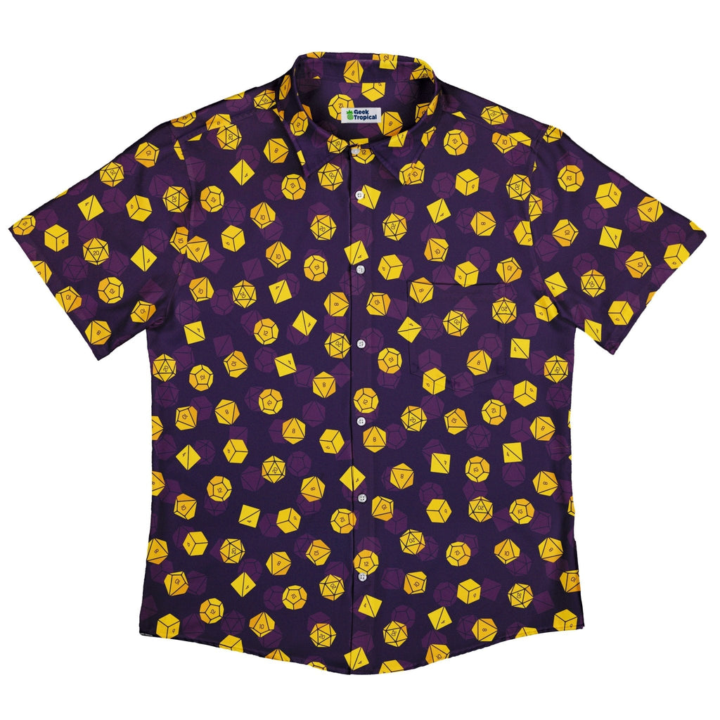 Dnd High Roller Gold Dice Button Up Shirt - adult sizing - dnd & rpg print - Simple Patterns