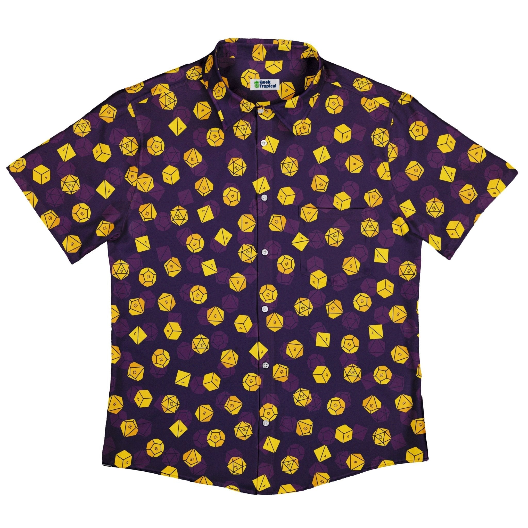Dnd High Roller Gold Dice Button Up Shirt - adult sizing - dnd & rpg print - Simple Patterns