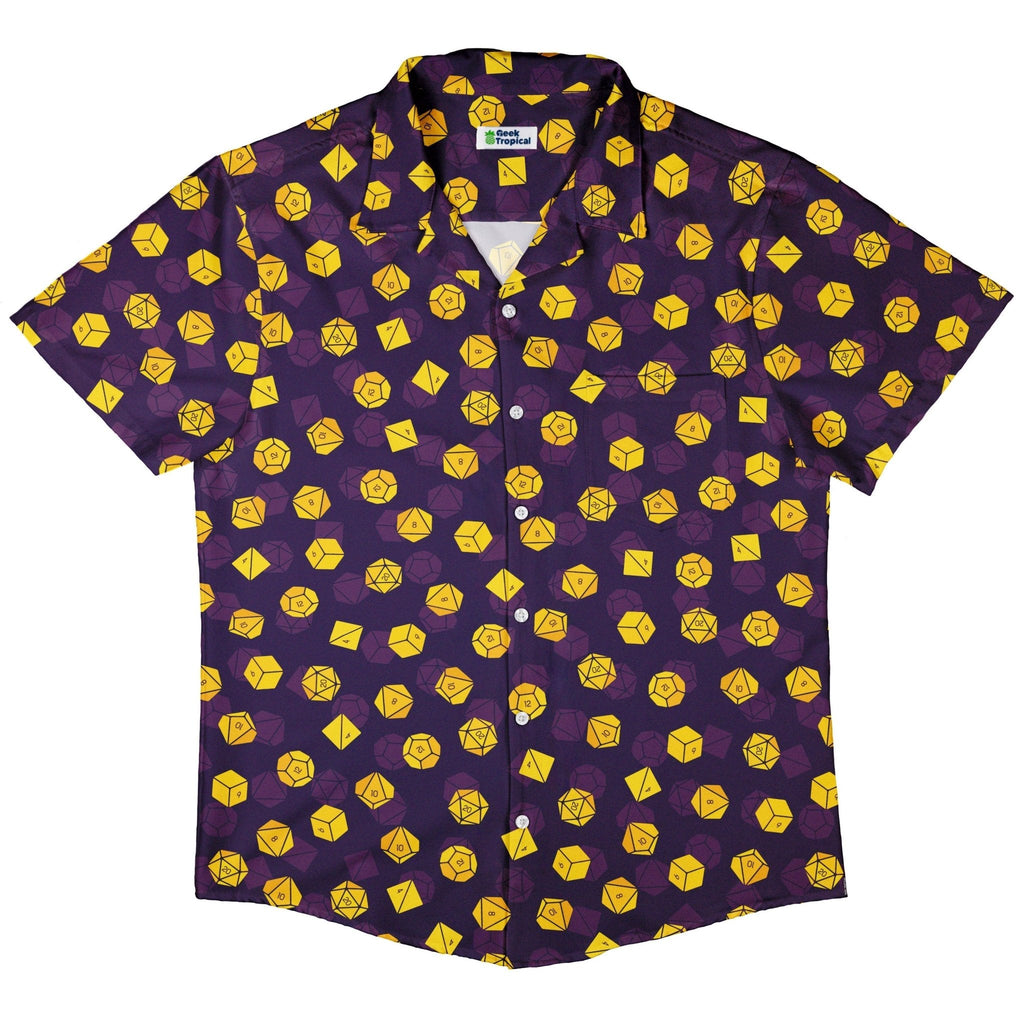 Dnd High Roller Gold Dice Button Up Shirt - adult sizing - dnd & rpg print - Simple Patterns