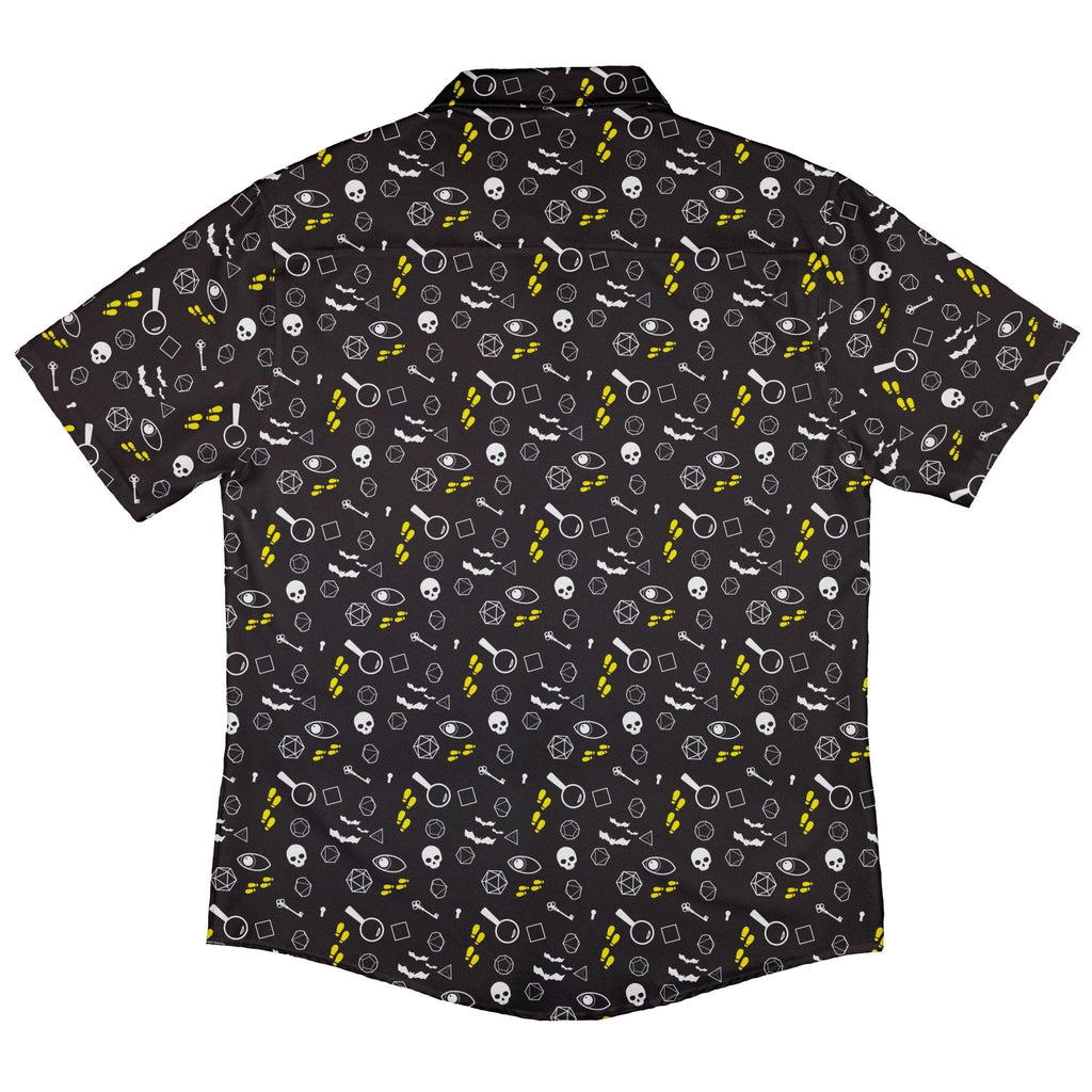 Dnd Horror Mystery Button Up Shirt - adult sizing - Design by Heather Davenport - dnd & rpg print