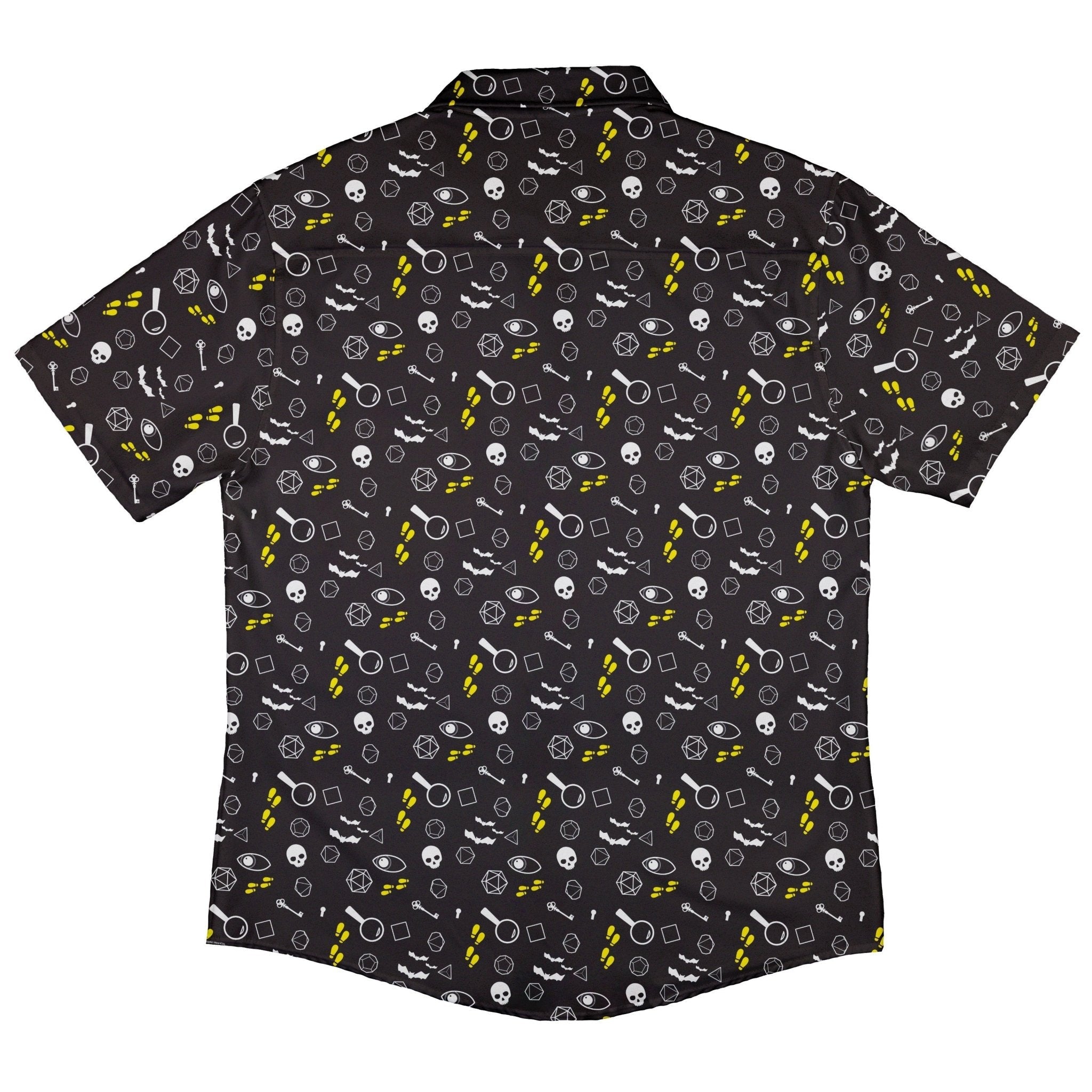 Dnd Horror Mystery Button Up Shirt - adult sizing - Design by Heather Davenport - dnd & rpg print