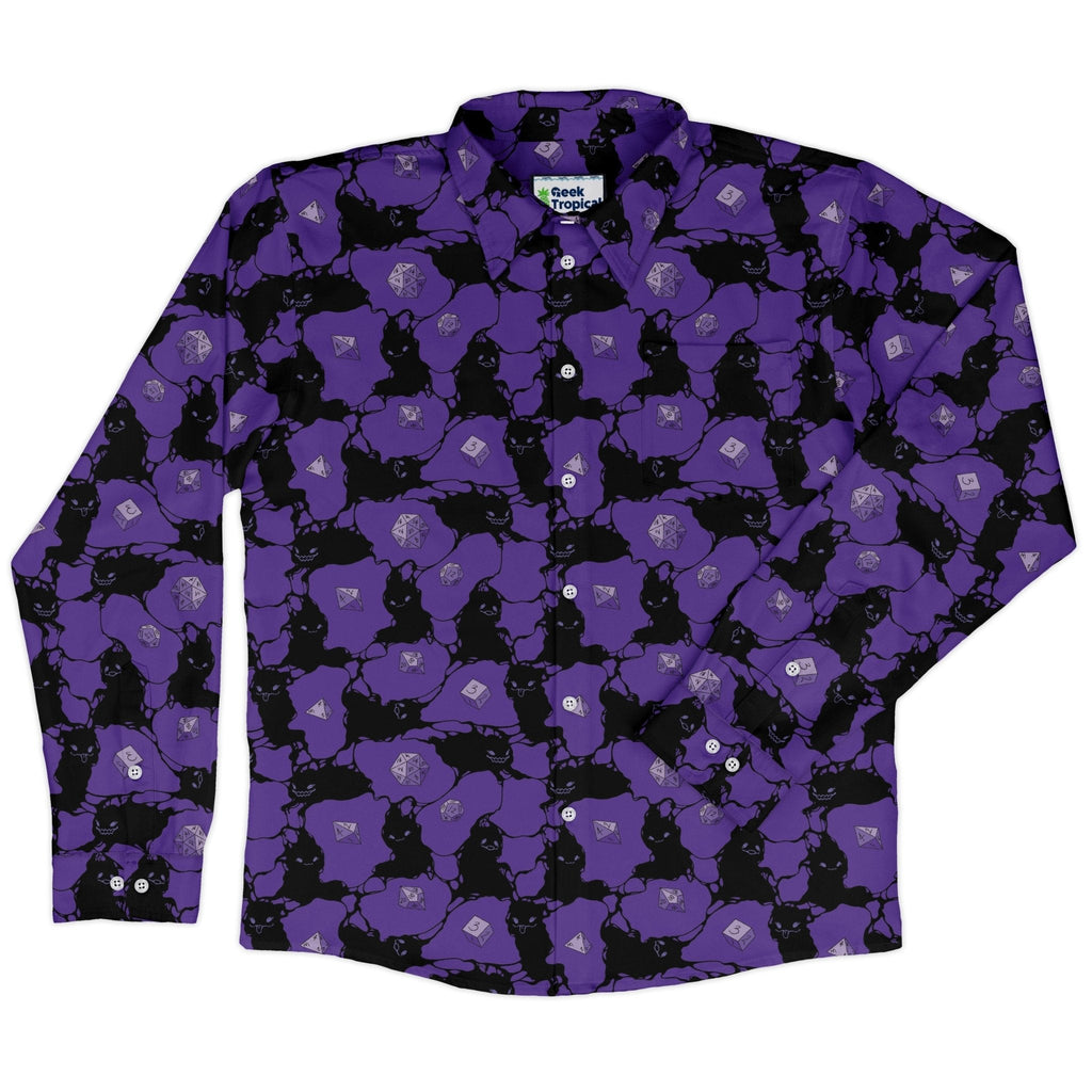 Dnd Inkling Familiars Long Sleeve Button Up Shirt Geek Nerd adult sizing Design by Ardi Tong dnd & rpg print