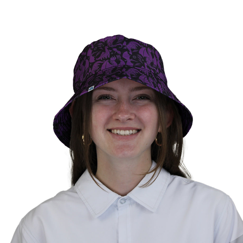 Dnd Purple Dragons Black Bucket Hat Geek Nerd Design by Heather Davenport dnd & rpg print fantasy prints