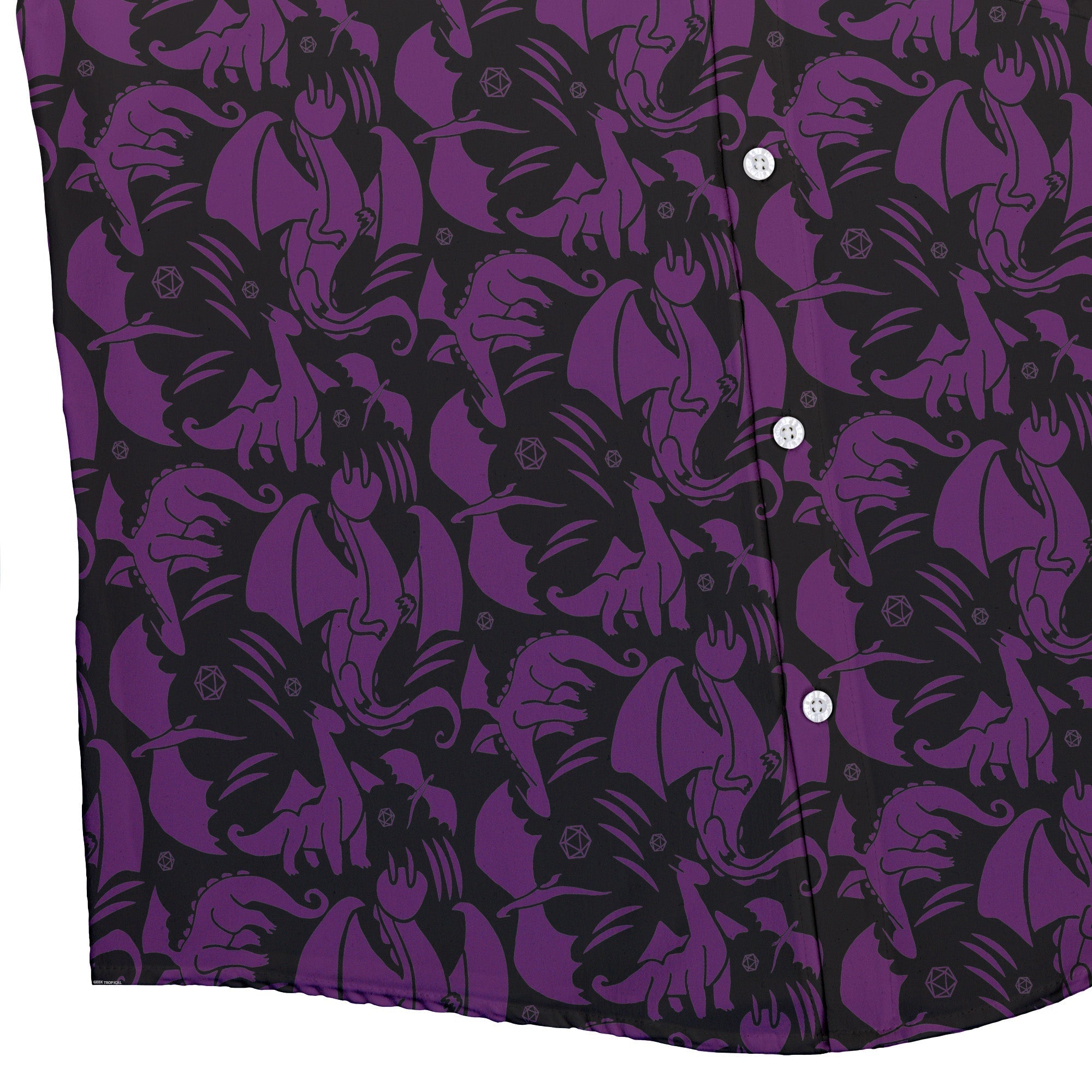 Dnd Purple Dragons Black Button Up Shirt Geek Nerd adult sizing Design by Heather Davenport dnd & rpg print