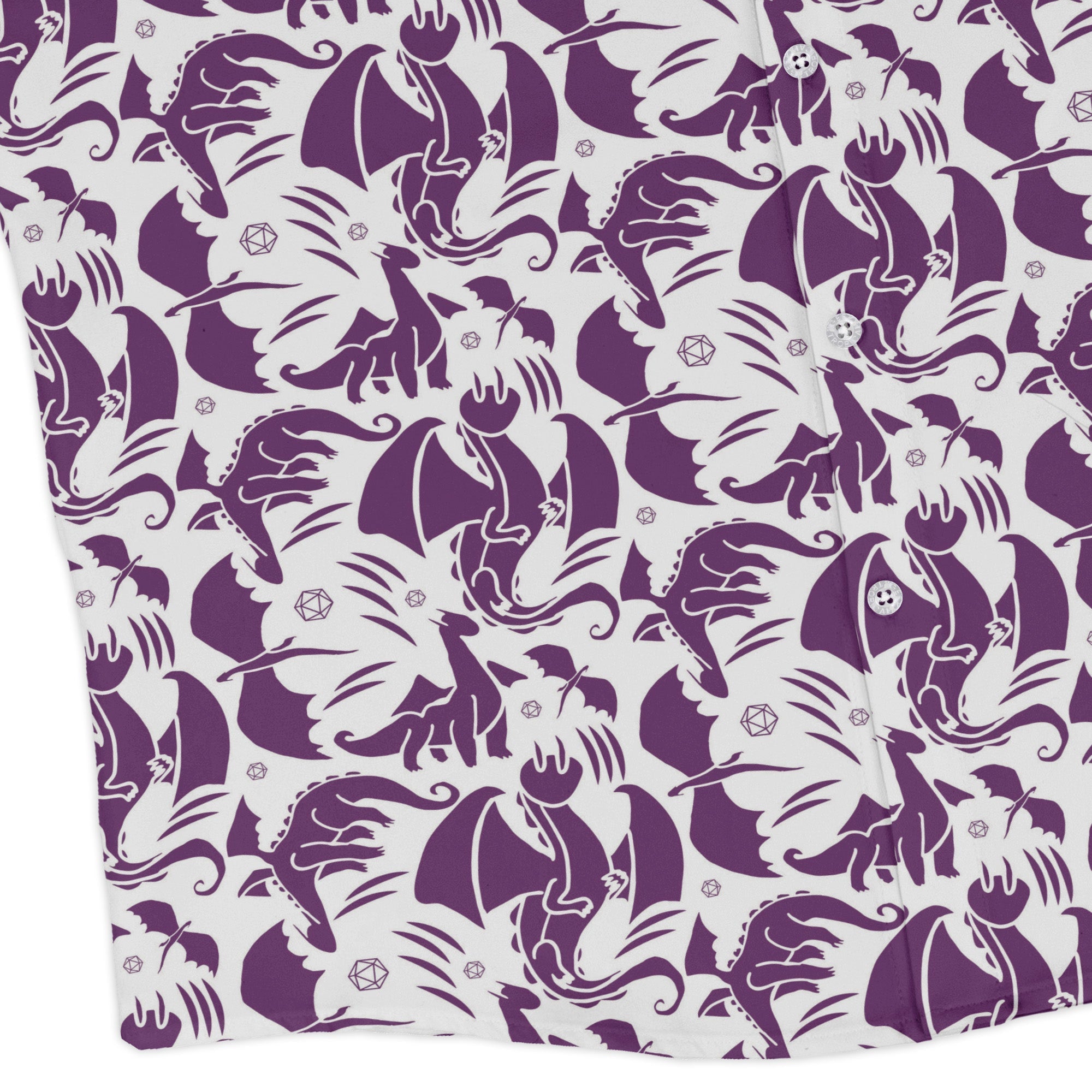 Dnd Purple Dragons Long Sleeve Button Up Shirt Geek Nerd adult sizing Design by Heather Davenport dnd & rpg print