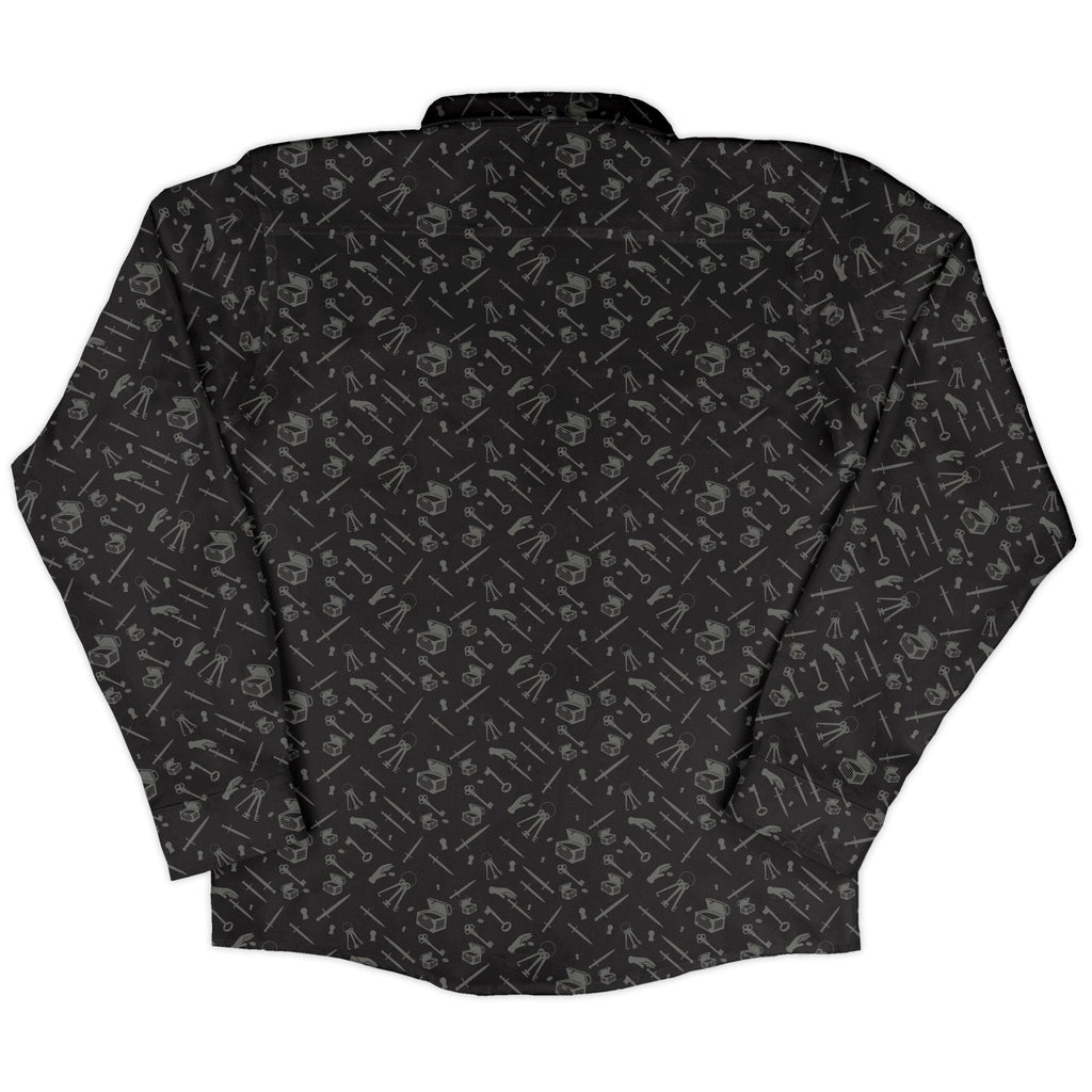 Dnd Rogue Class Long Sleeve Button Up Shirt Geek Nerd adult sizing Design by Heather Davenport dnd & rpg print