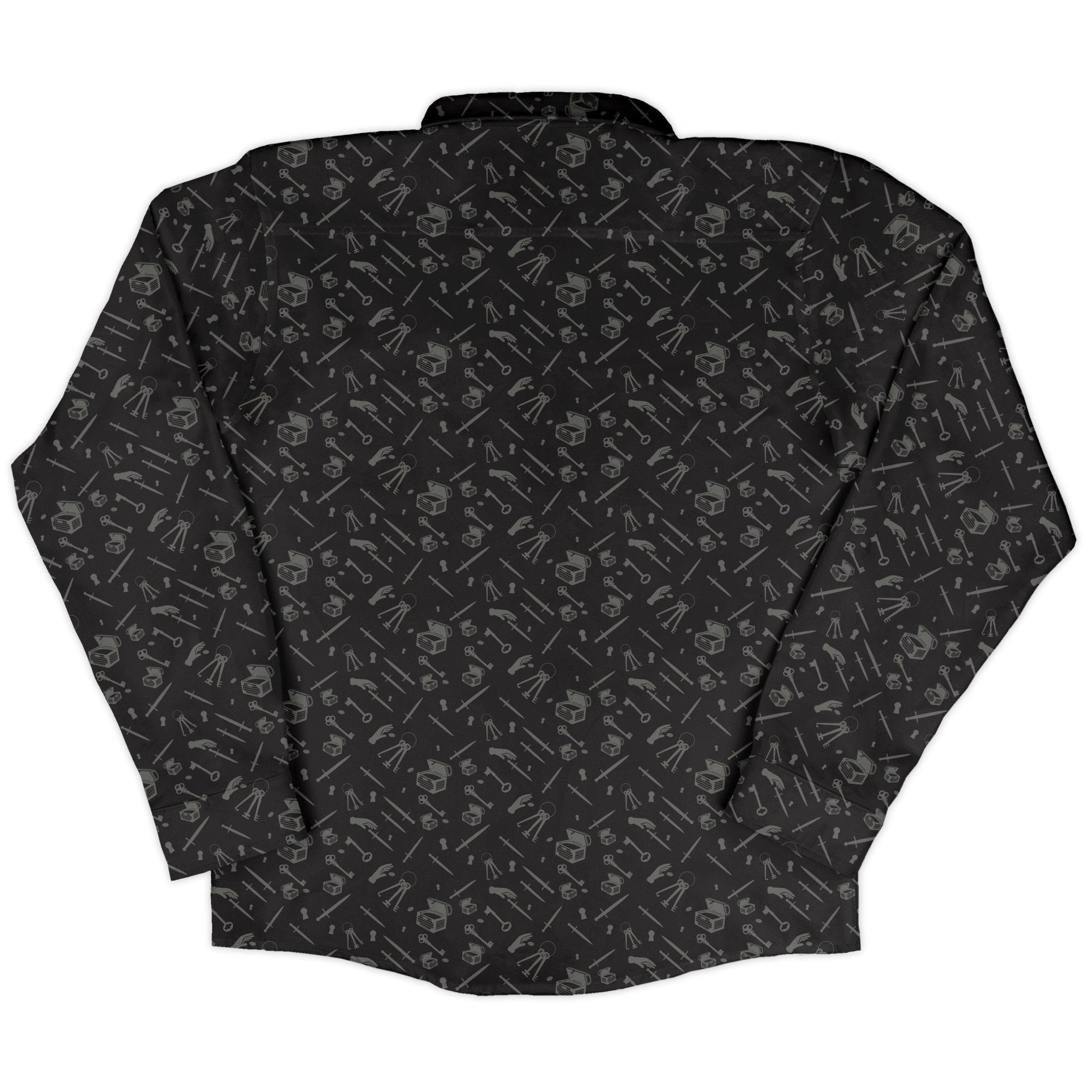 Dnd Rogue Class Long Sleeve Button Up Shirt Geek Nerd adult sizing Design by Heather Davenport dnd & rpg print
