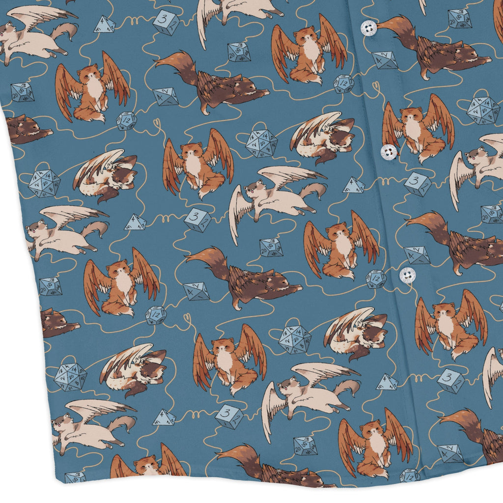 Dnd Tressym Familiars Long Sleeve Button Up Shirt Geek Nerd adult sizing Design by Ardi Tong dnd & rpg print