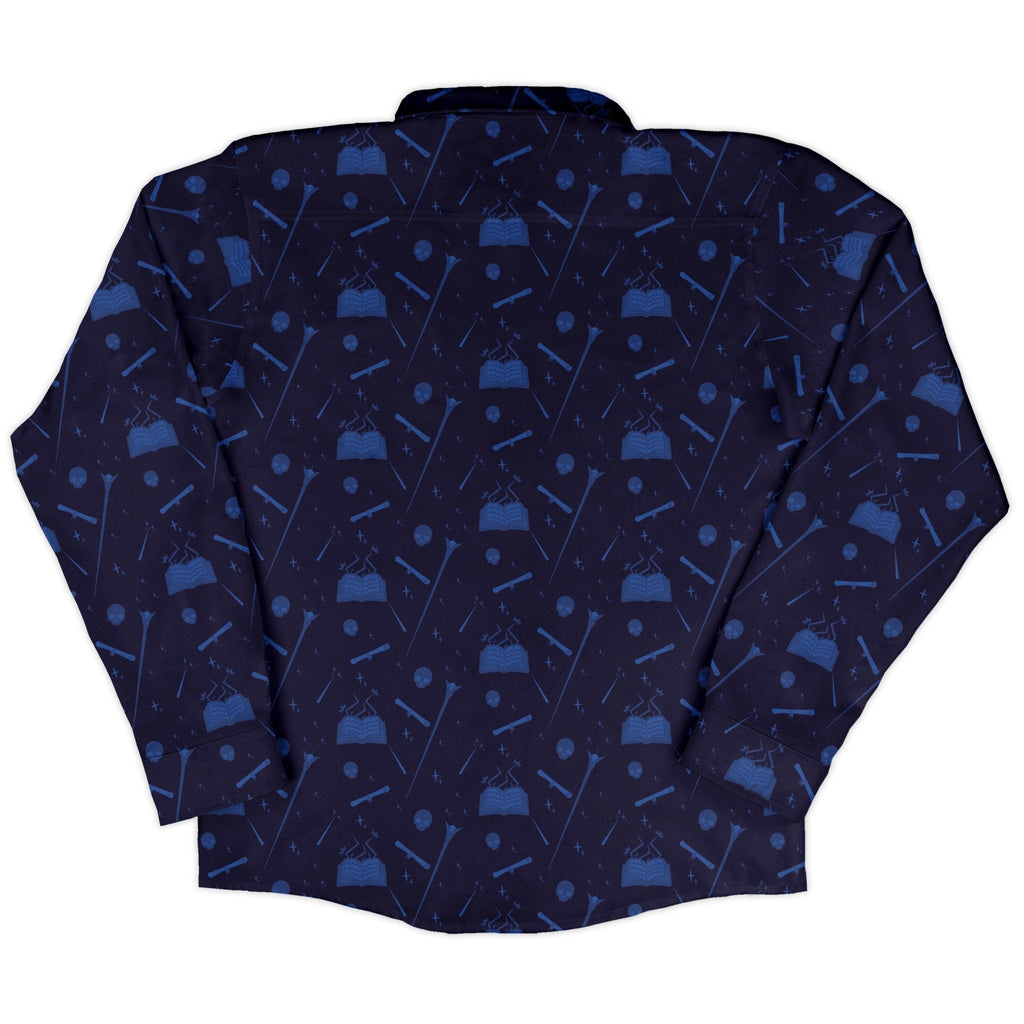 Dnd Wizard Class Long Sleeve Button Up Shirt Geek Nerd adult sizing Design by Heather Davenport dnd & rpg print