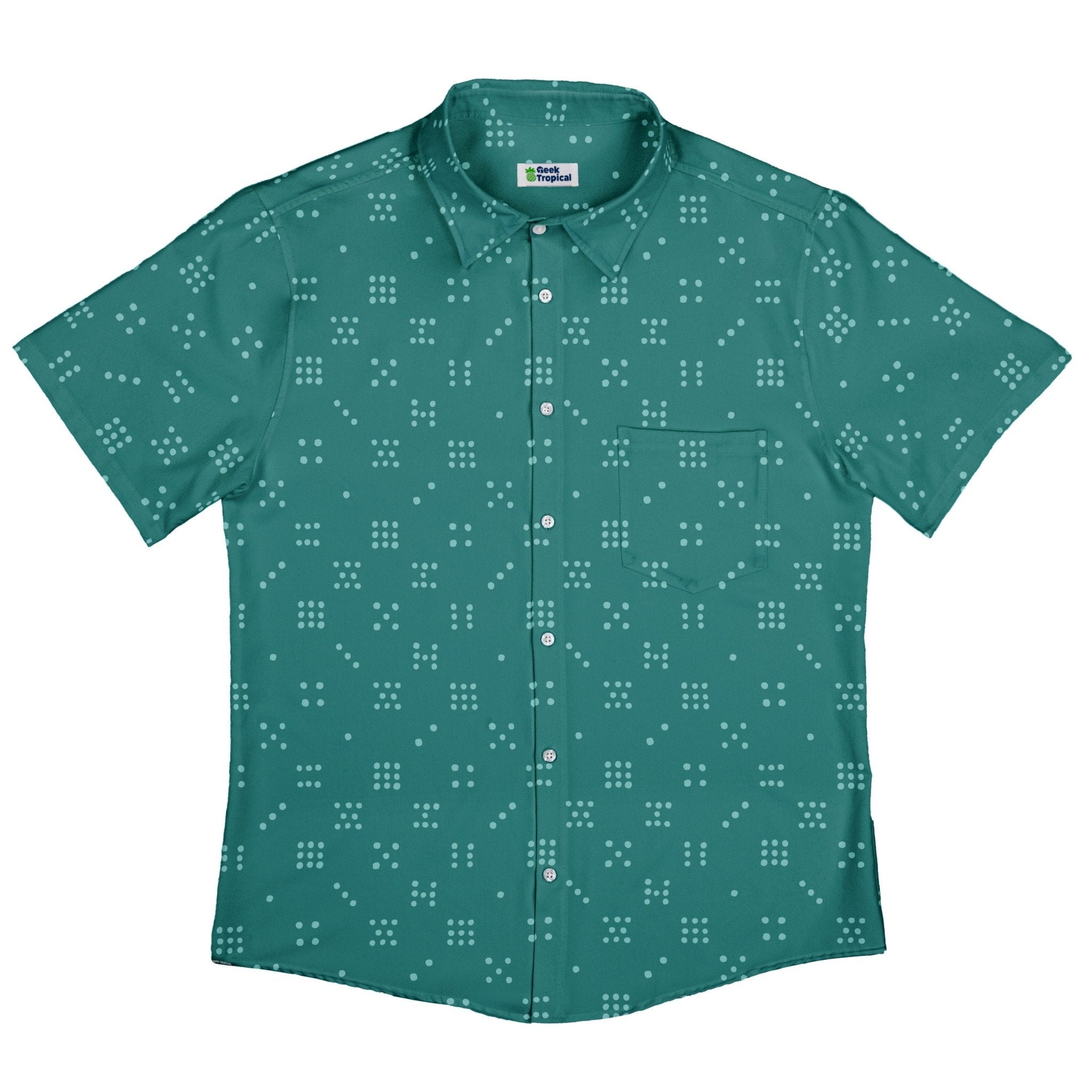 Dominos Minimalist Button Up Shirt Geek Nerd adult sizing board game print Design by Zirkus Design