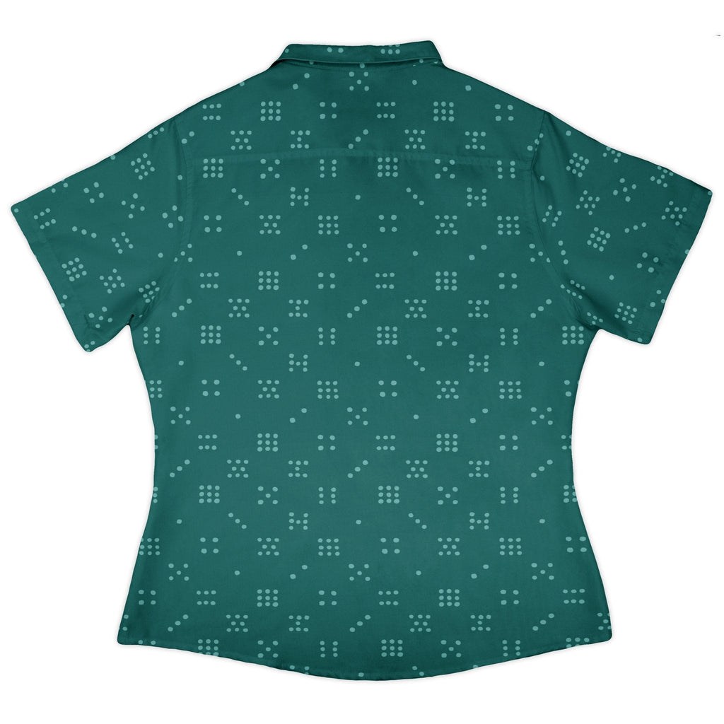 Dominos Minimalist Curvy Button Up Shirt Geek Nerd board game print Design by Zirkus Design q225