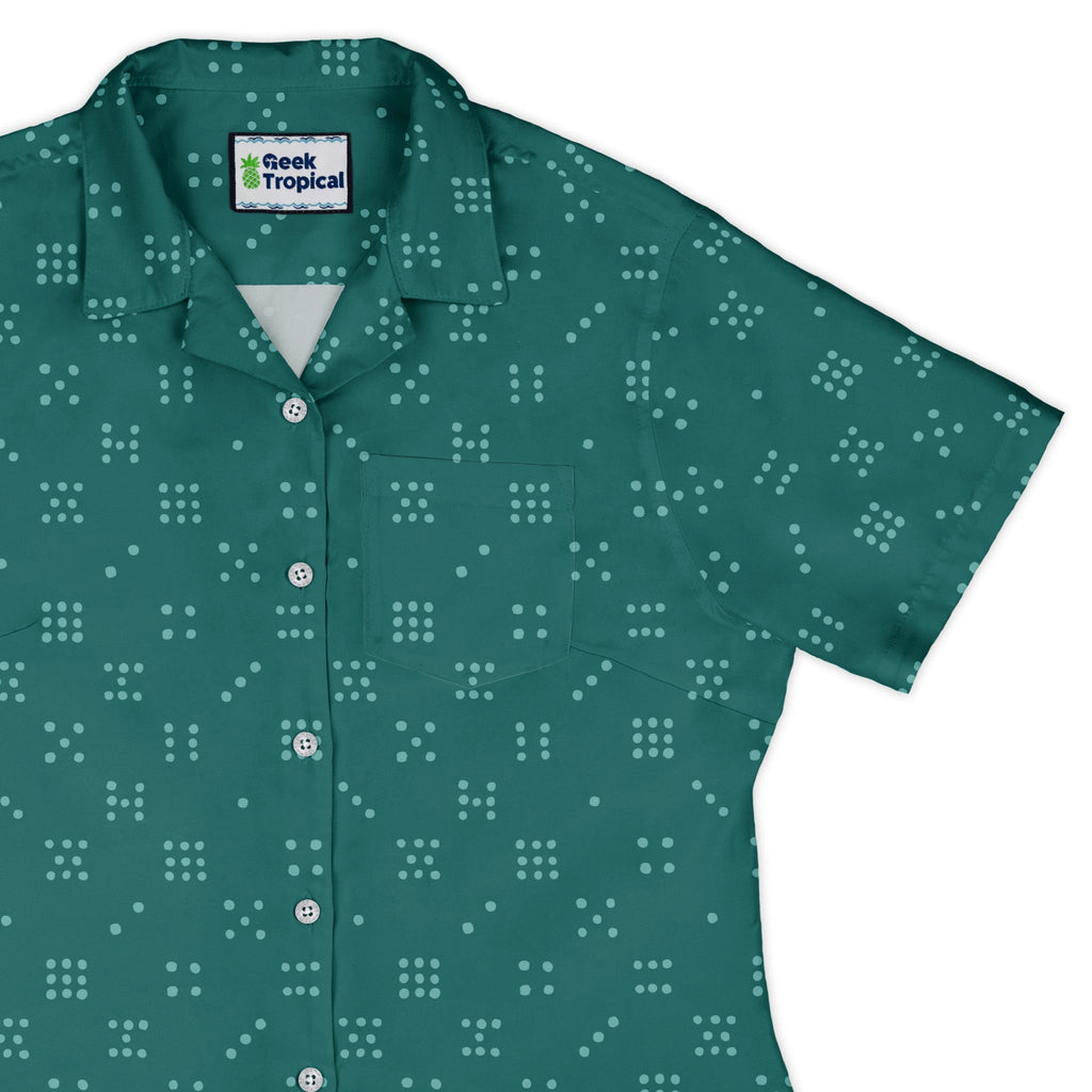Dominos Minimalist Curvy Button Up Shirt Geek Nerd board game print Design by Zirkus Design q225