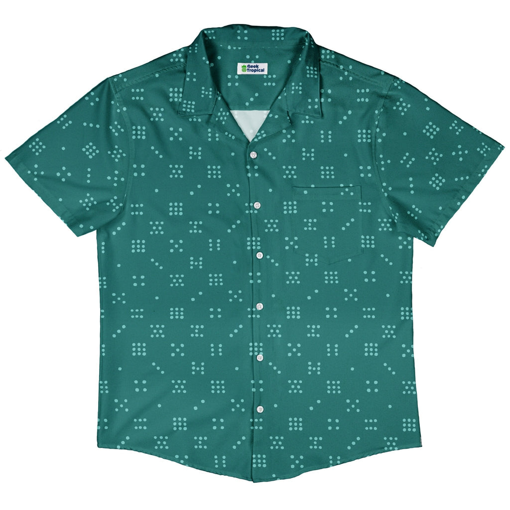 Dominos Minimalist Button Up Shirt Geek Nerd adult sizing board game print Design by Zirkus Design