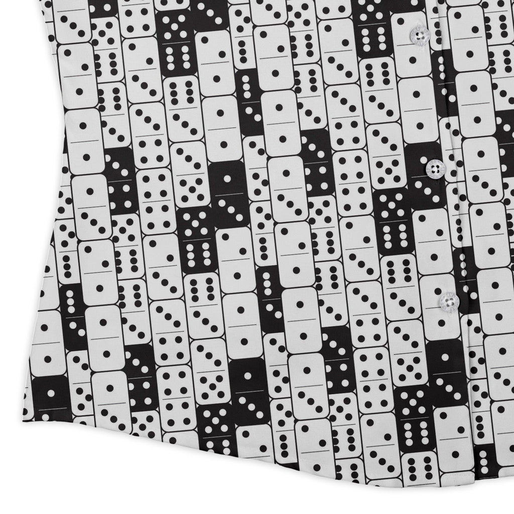 Dominos Curvy Button Up Shirt Geek Nerd board game print Design by Heather Davenport Simple Patterns