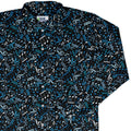 Dotted Blue Musical Notes Black Long Sleeve Button Up Shirt Geek Nerd adult sizing FLOW DESC WRITING lifestyle photo