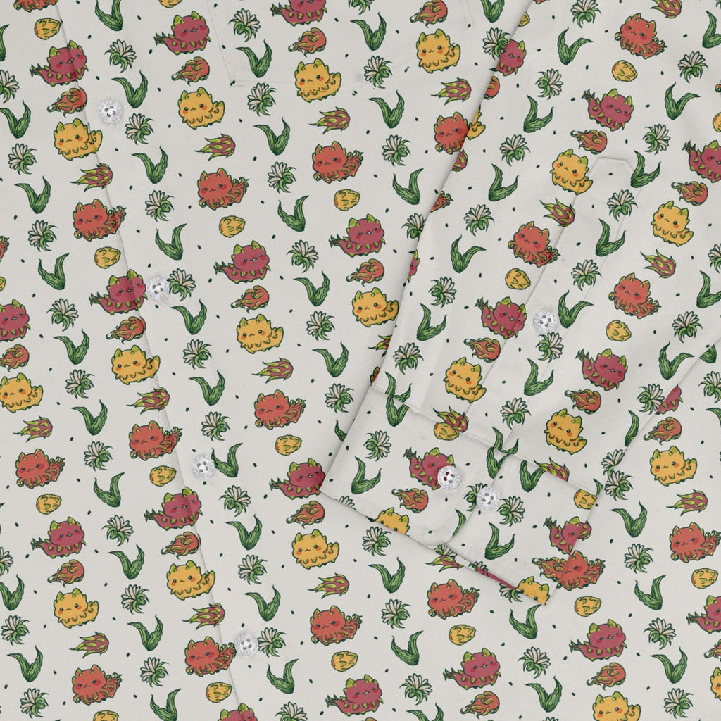 Dragon Fruit Seed Long Sleeve Button Up Shirt Geek Nerd adult sizing anime Design by Ardi Tong