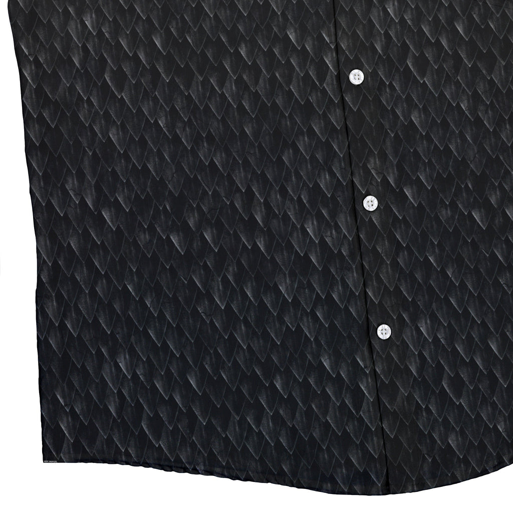 Nerdy Dragon Scales Black Button Up Shirt