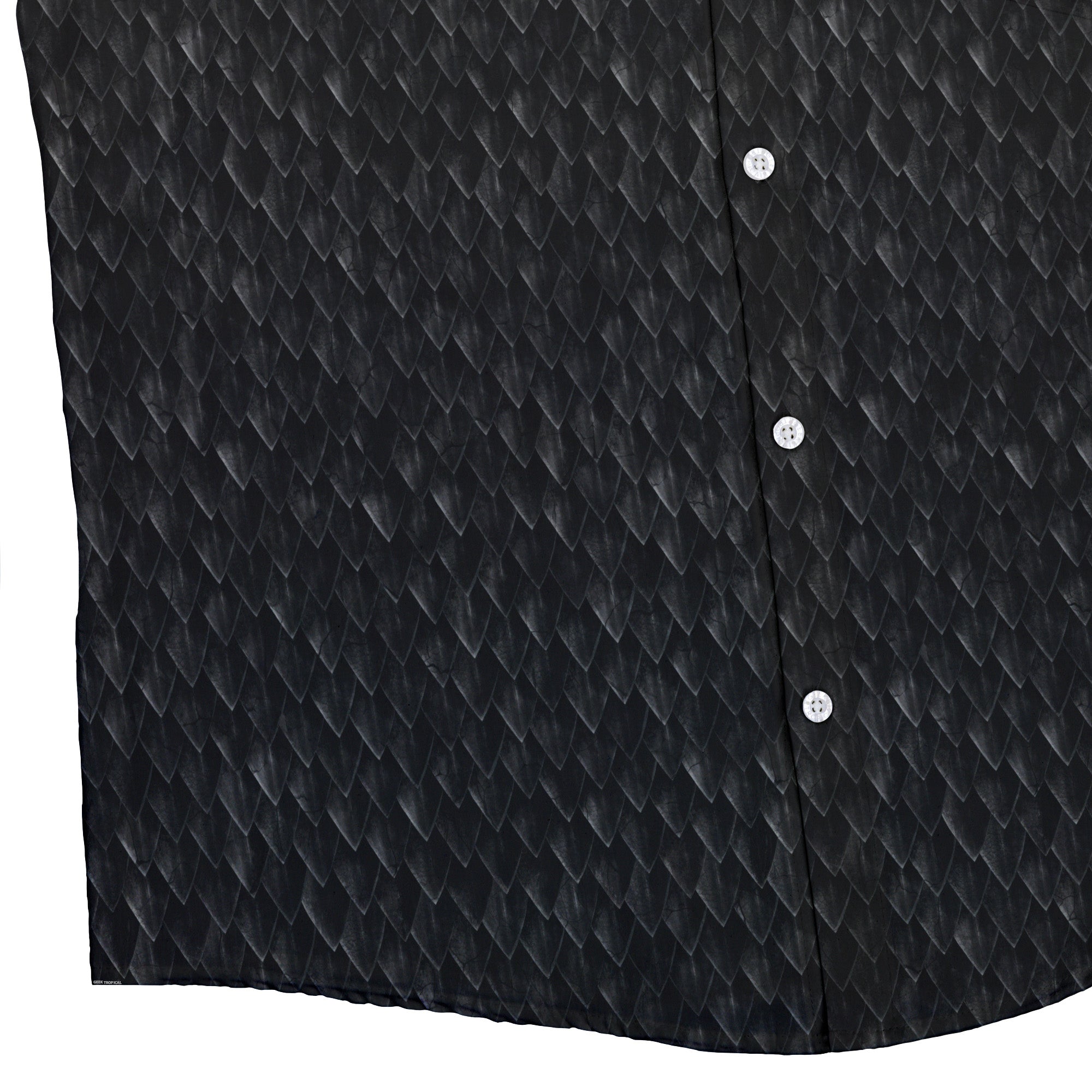 Nerdy Dragon Scales Black Button Up Shirt