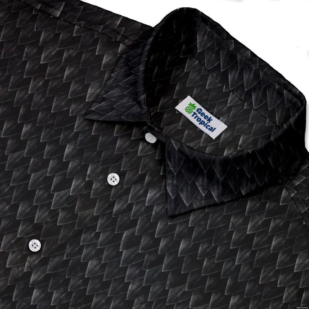 Nerdy Dragon Scales Black Button Up Shirt