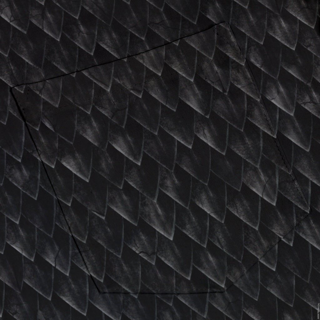 Nerdy Dragon Scales Black Button Up Shirt