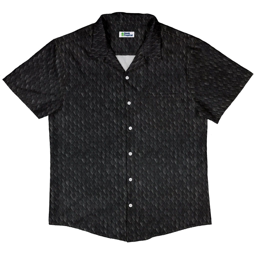 Nerdy Dragon Scales Black Button Up Shirt