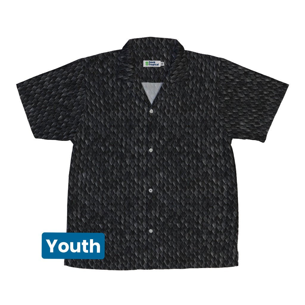 Nerdy Dragon Scales Black Youth Hawaiian Shirt