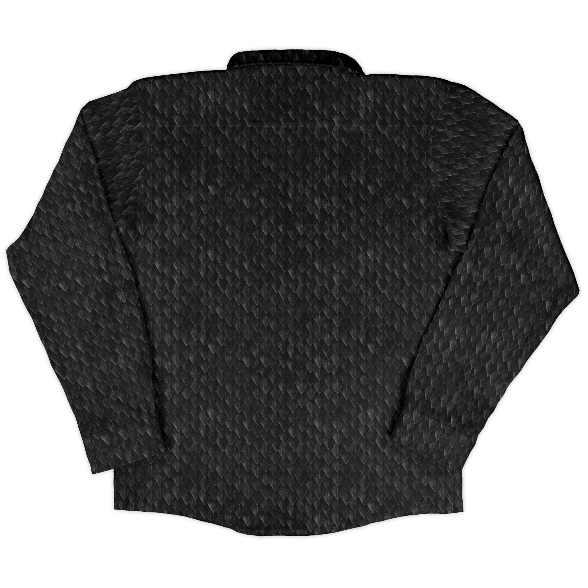 Nerdy Dragon Scales Black Long Sleeve Button Up Shirt