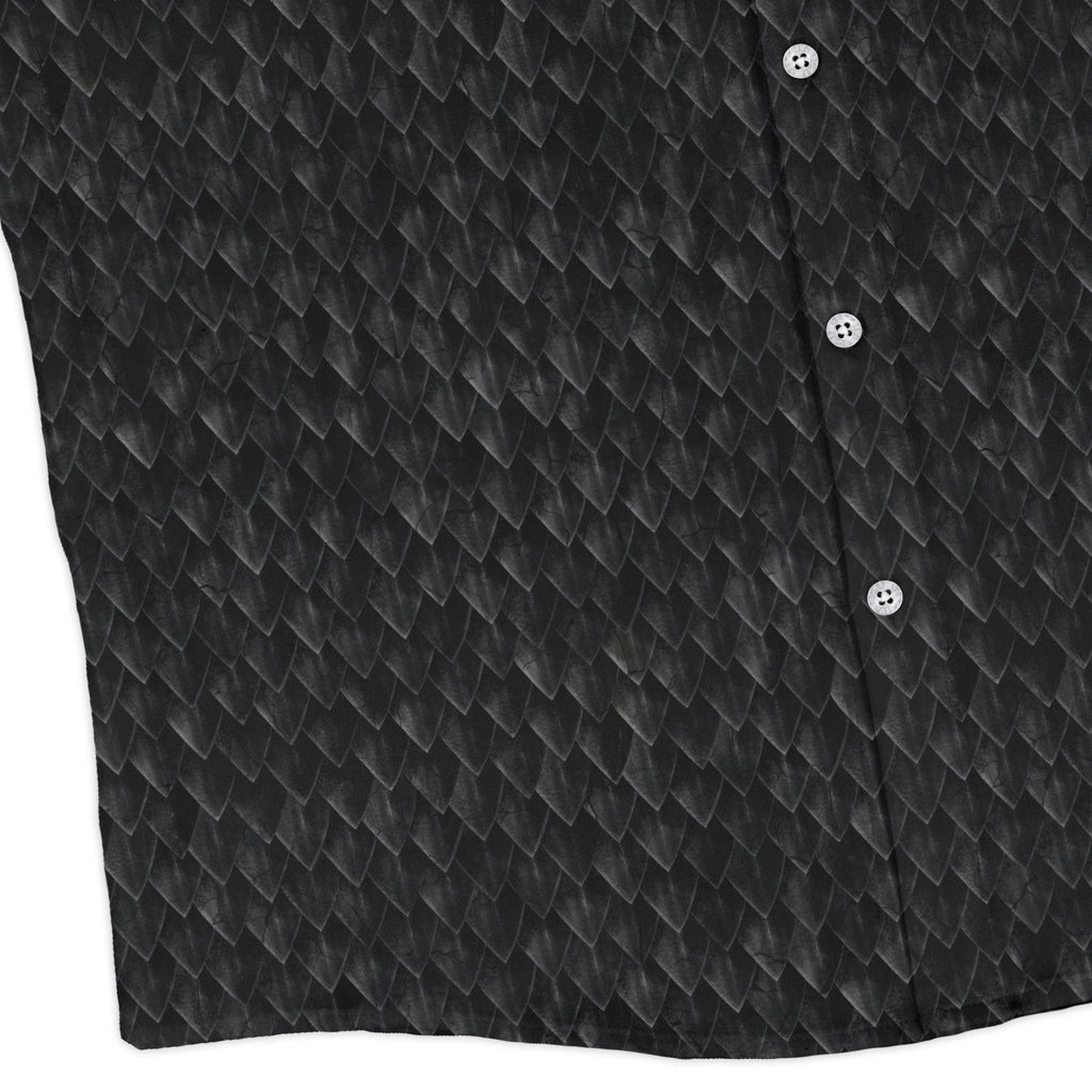 Nerdy Dragon Scales Black Long Sleeve Button Up Shirt