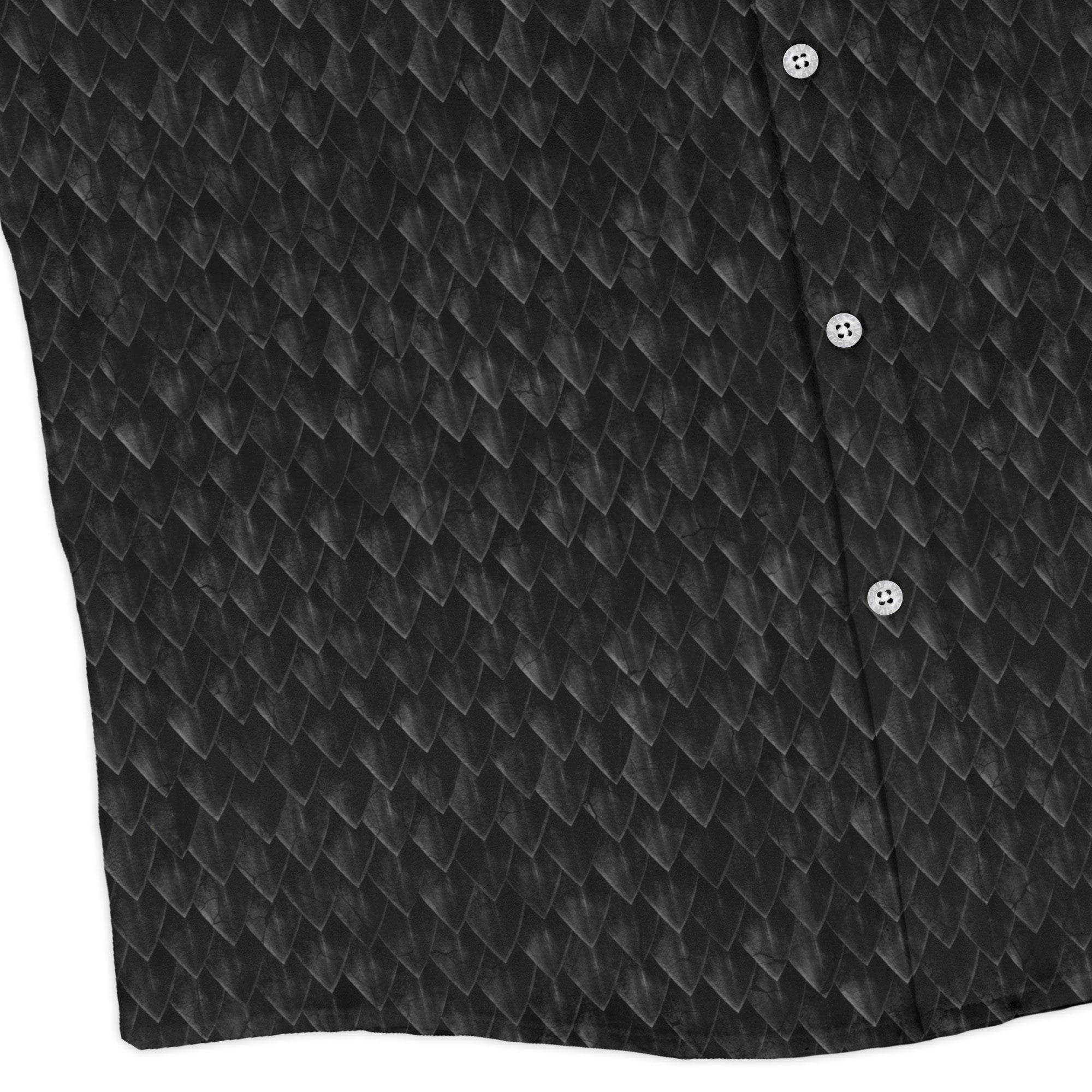 Nerdy Dragon Scales Black Long Sleeve Button Up Shirt