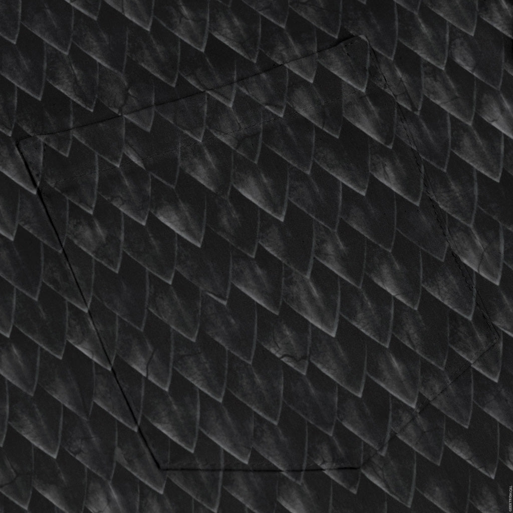 Nerdy Dragon Scales Black Long Sleeve Button Up Shirt