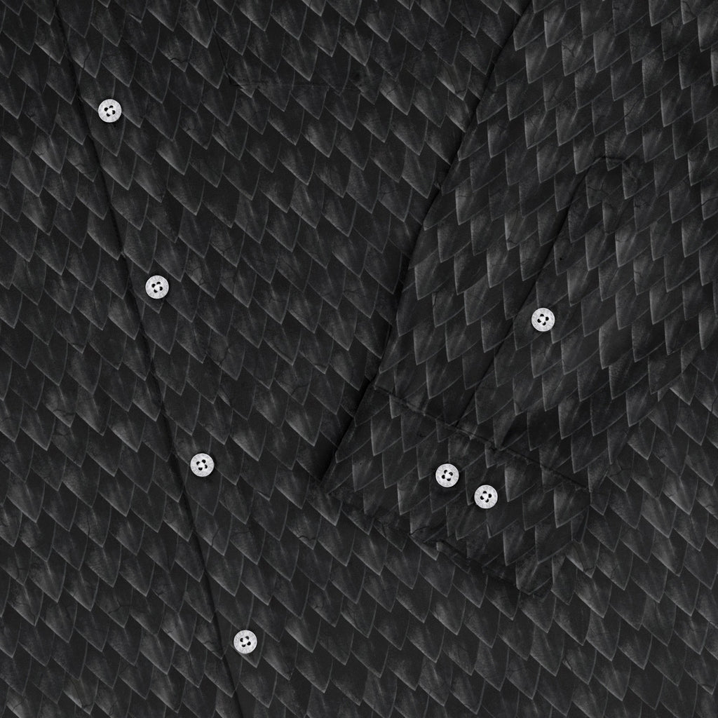 Nerdy Dragon Scales Black Long Sleeve Button Up Shirt