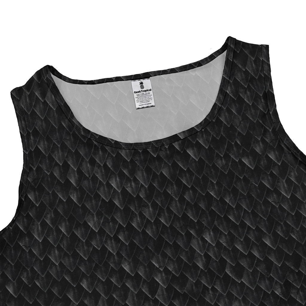 Nerdy Dragon Scales Black Sleeveless Dress