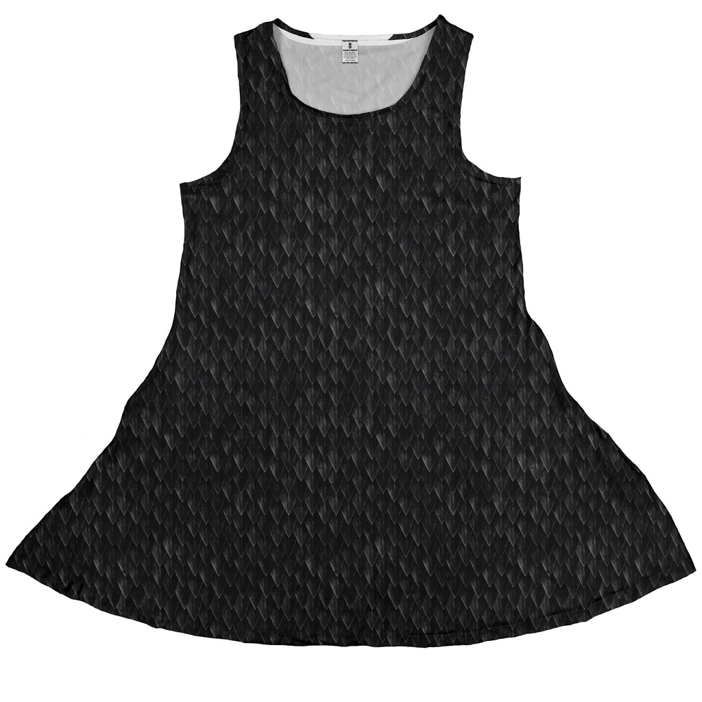 Nerdy Dragon Scales Black Sleeveless Dress