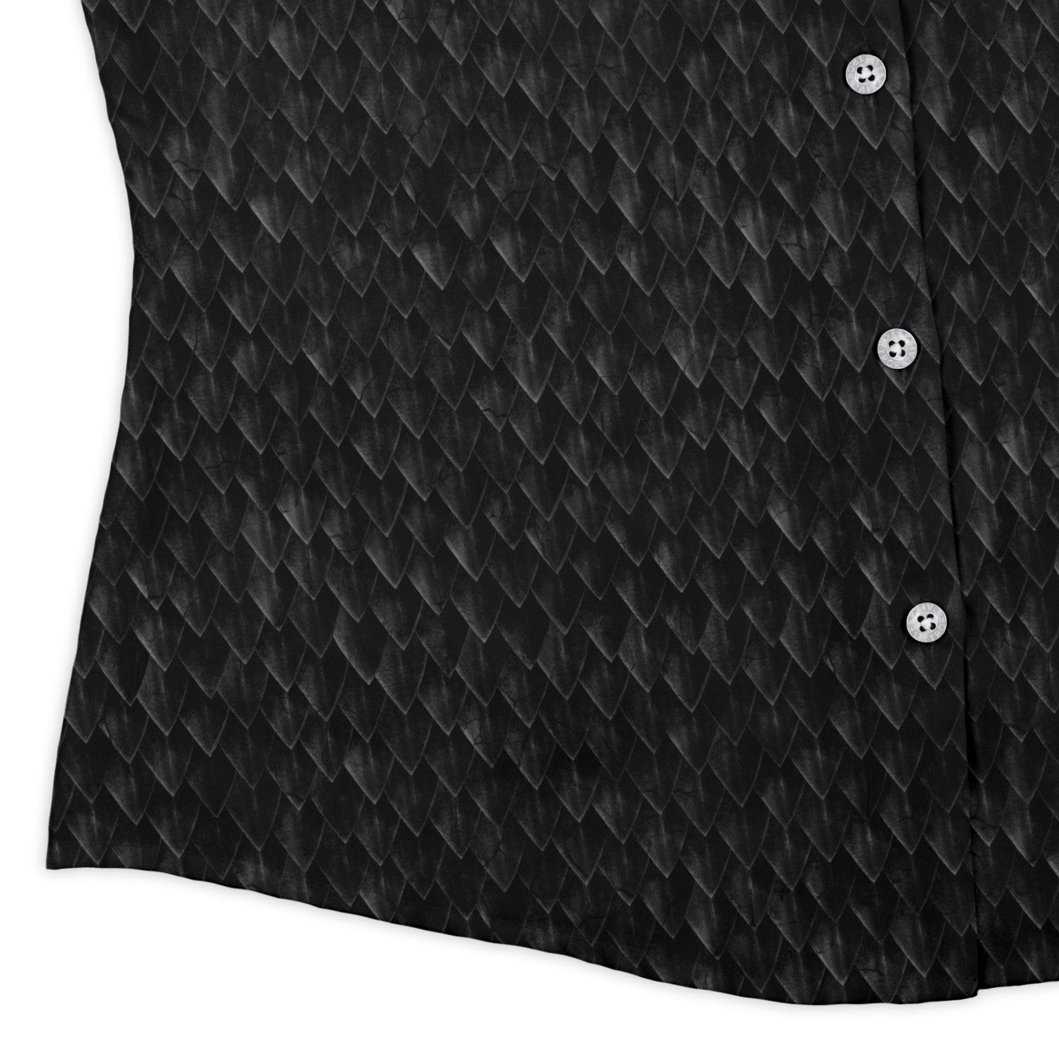 Nerdy Dragon Scales Black Curvy Button Up Shirt