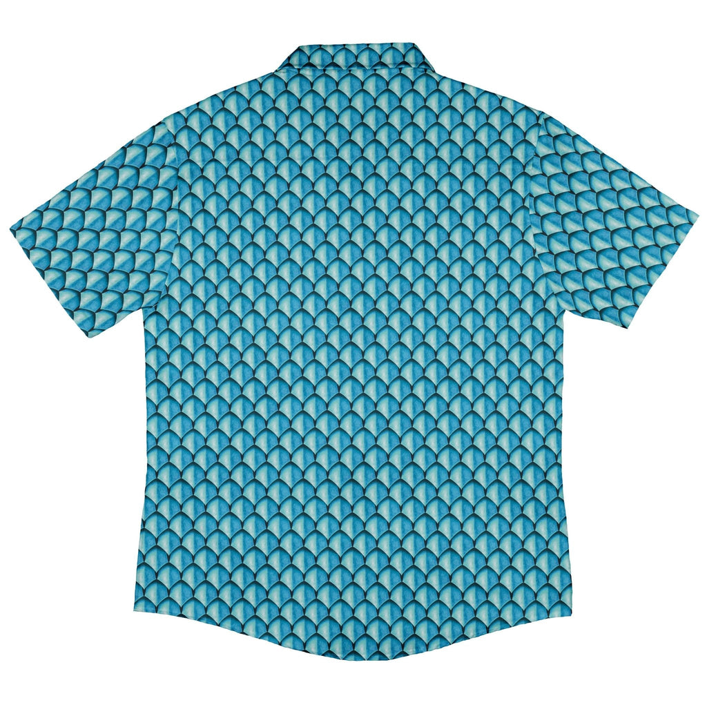Dragon Scales Blue Dnd Button Up Shirt - adult sizing - Designs by Nathan - Fantasy Prints
