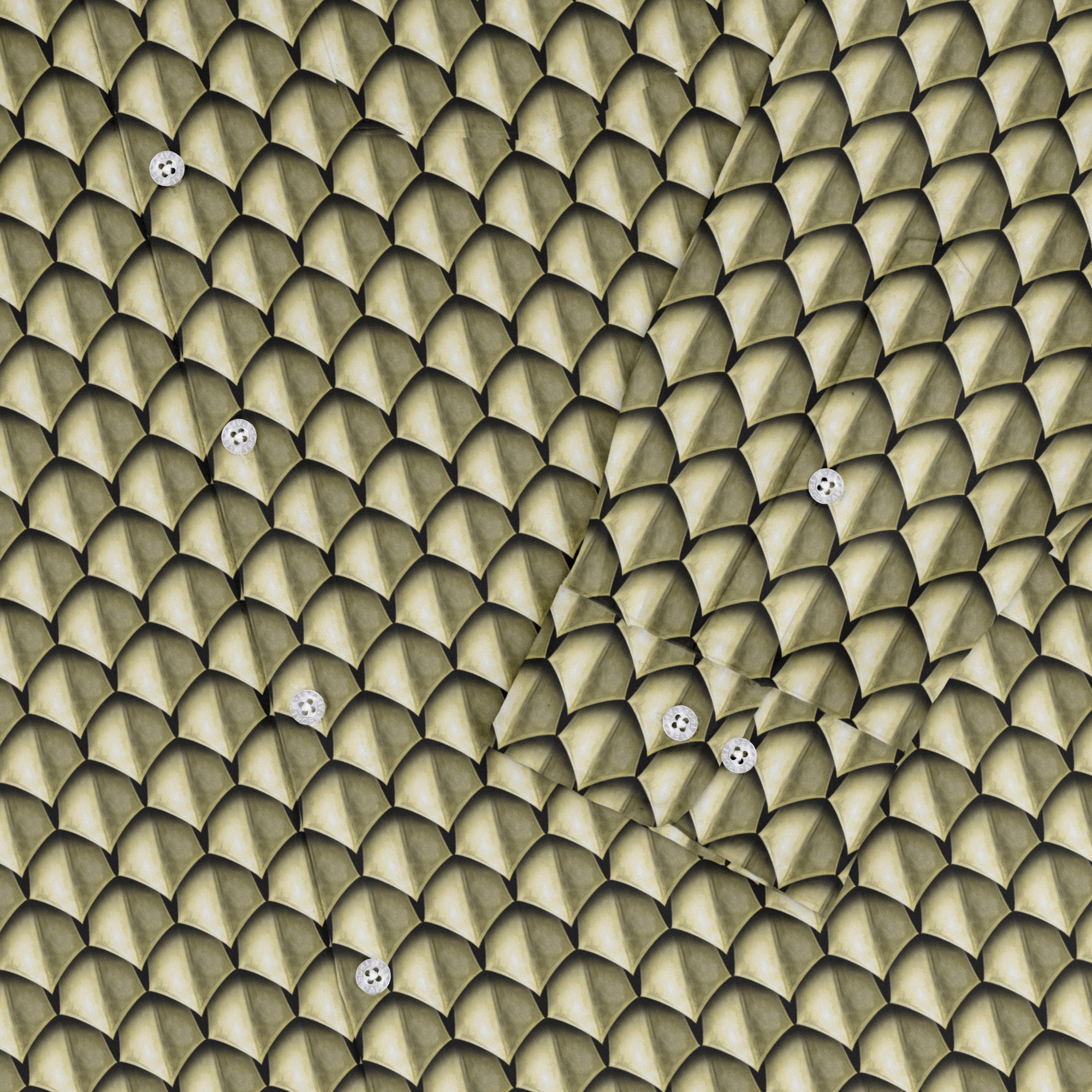 Dragon Scales Gold Dnd Long Sleeve Button Up Shirt Geek Nerd adult sizing Designs by Nathan Fantasy Prints
