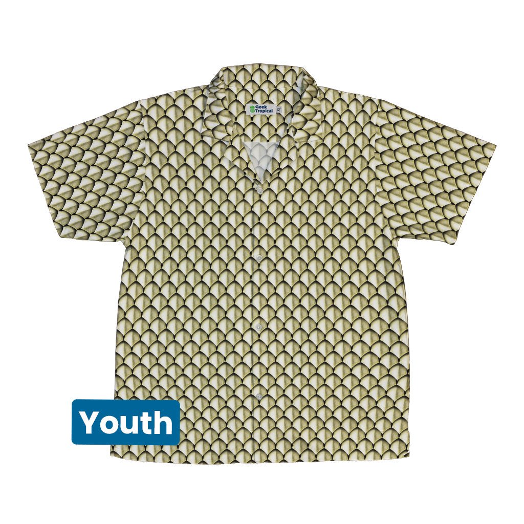 Dragon Scales Gold Dnd Youth Hawaiian Shirt - Designs by Nathan - Fantasy Prints - Q3