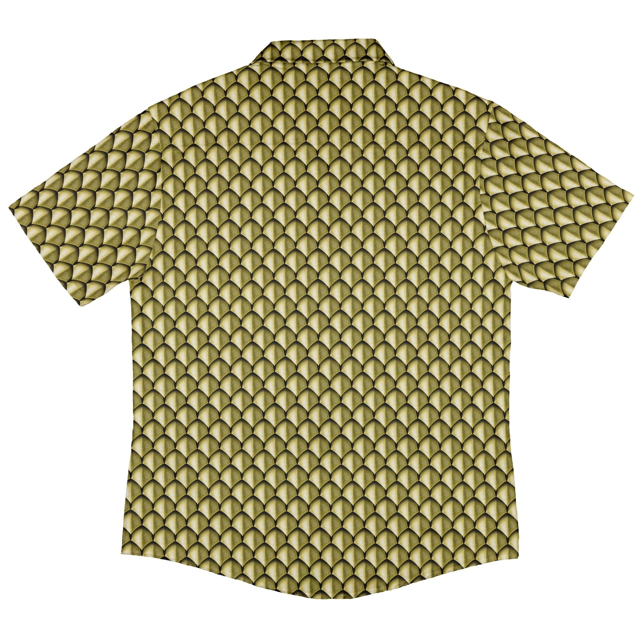 Dragon Scales Gold Dnd Button Up Shirt - adult sizing - Designs by Nathan - Fantasy Prints