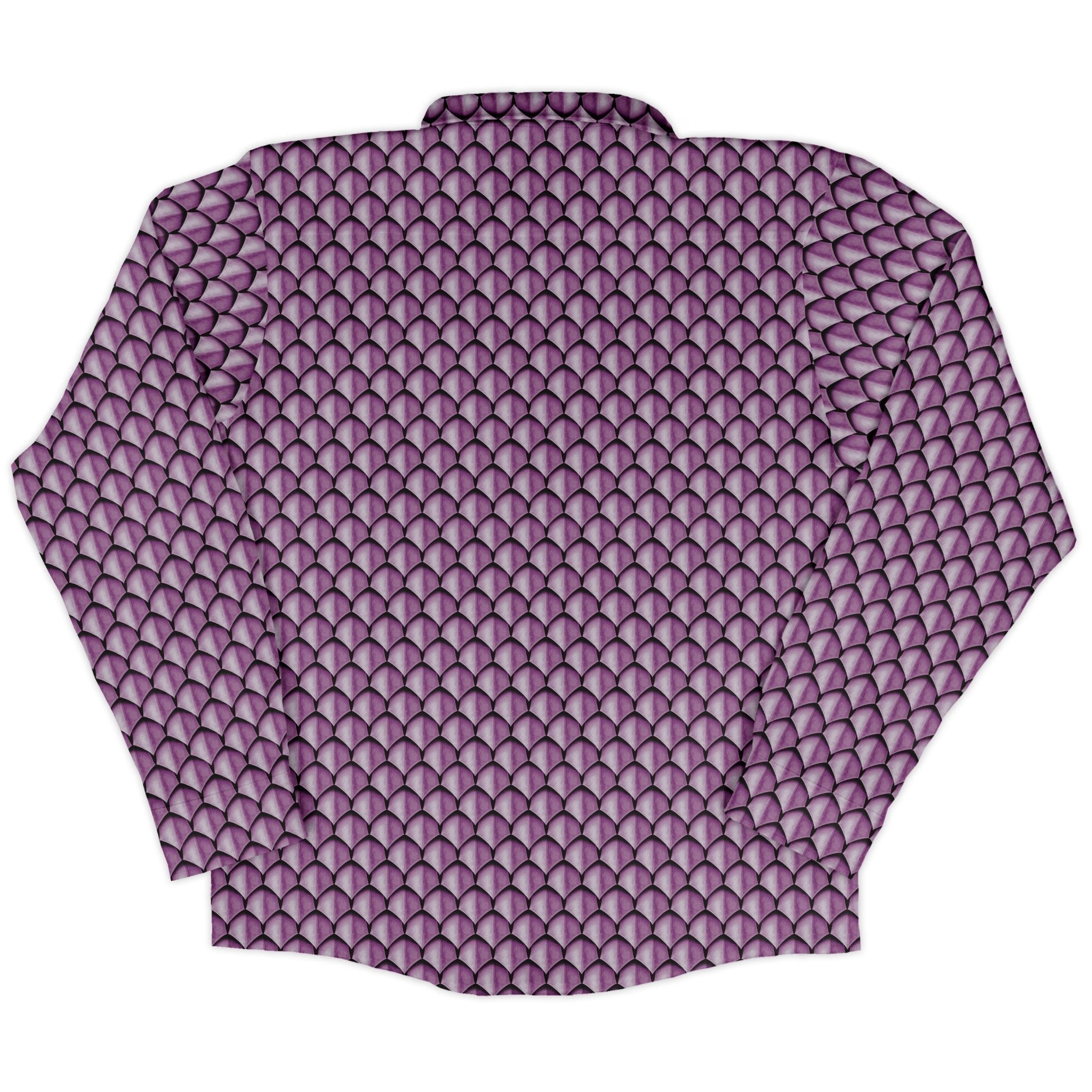 Dragon Scales Pink Dnd Long Sleeve Button Up Shirt Geek Nerd adult sizing Designs by Nathan Fantasy Prints