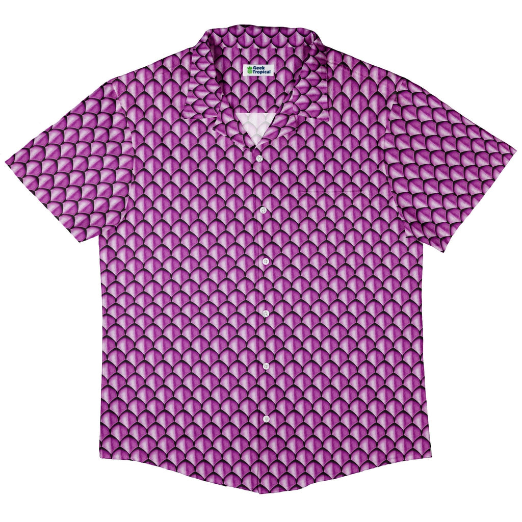 Dragon Scales Pink Dnd Button Up Shirt - adult sizing - Designs by Nathan - Fantasy Prints