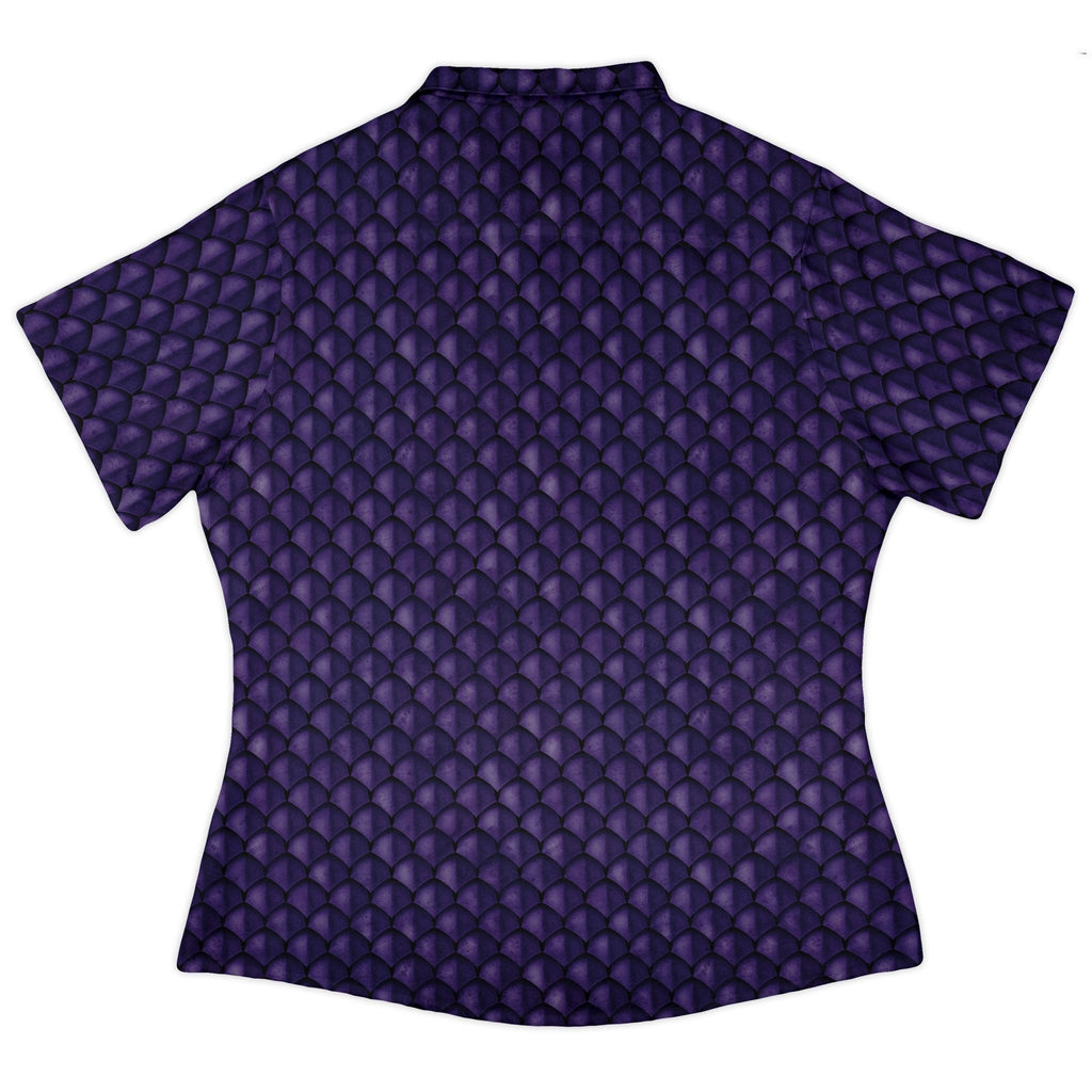 Dragon Scales Purple Dnd Curvy Button Up Shirt Geek Nerd 0925 All Adult Button Up Shirts Animal Patterns