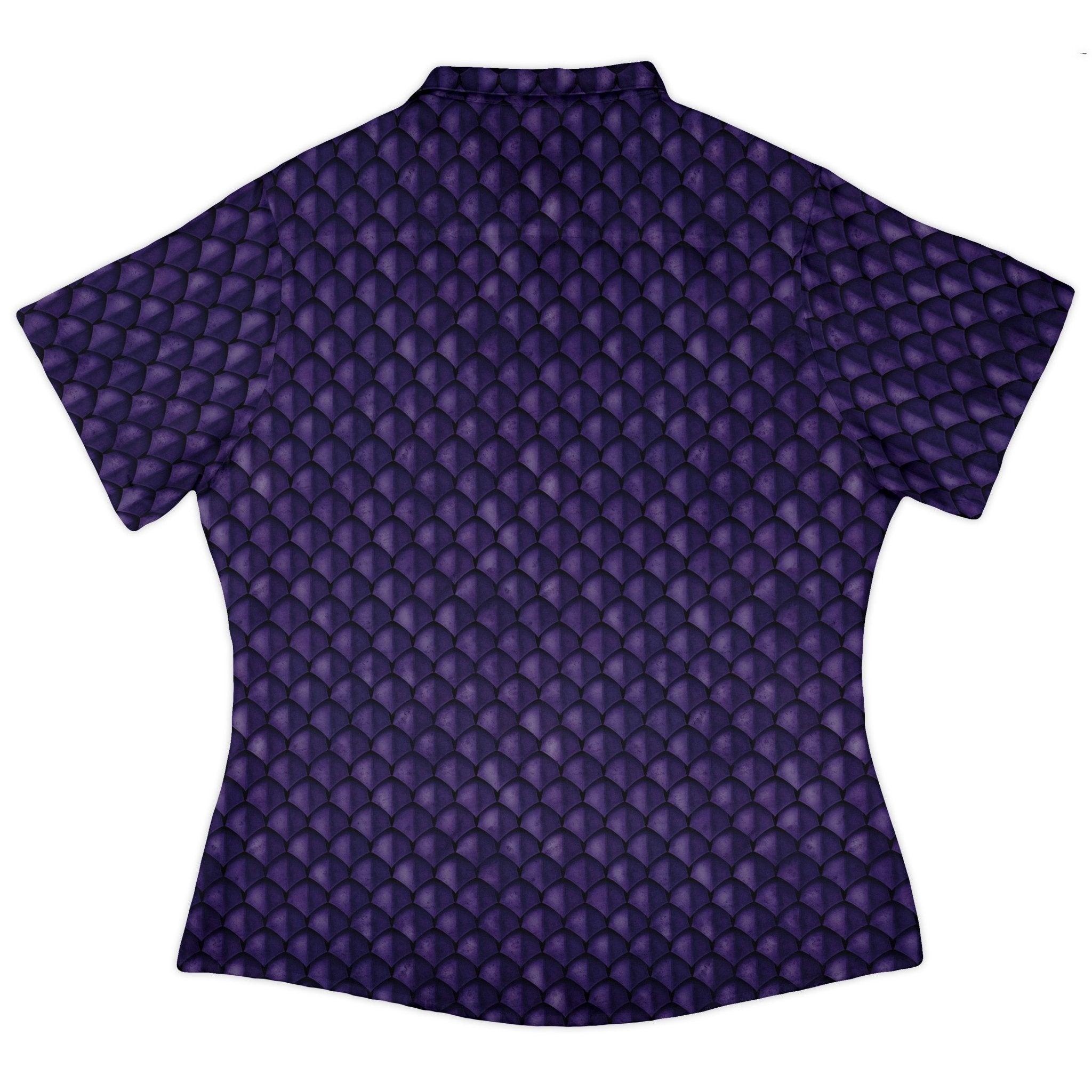 Dragon Scales Purple Dnd Curvy Button Up Shirt Geek Nerd 0925 All Adult Button Up Shirts Animal Patterns