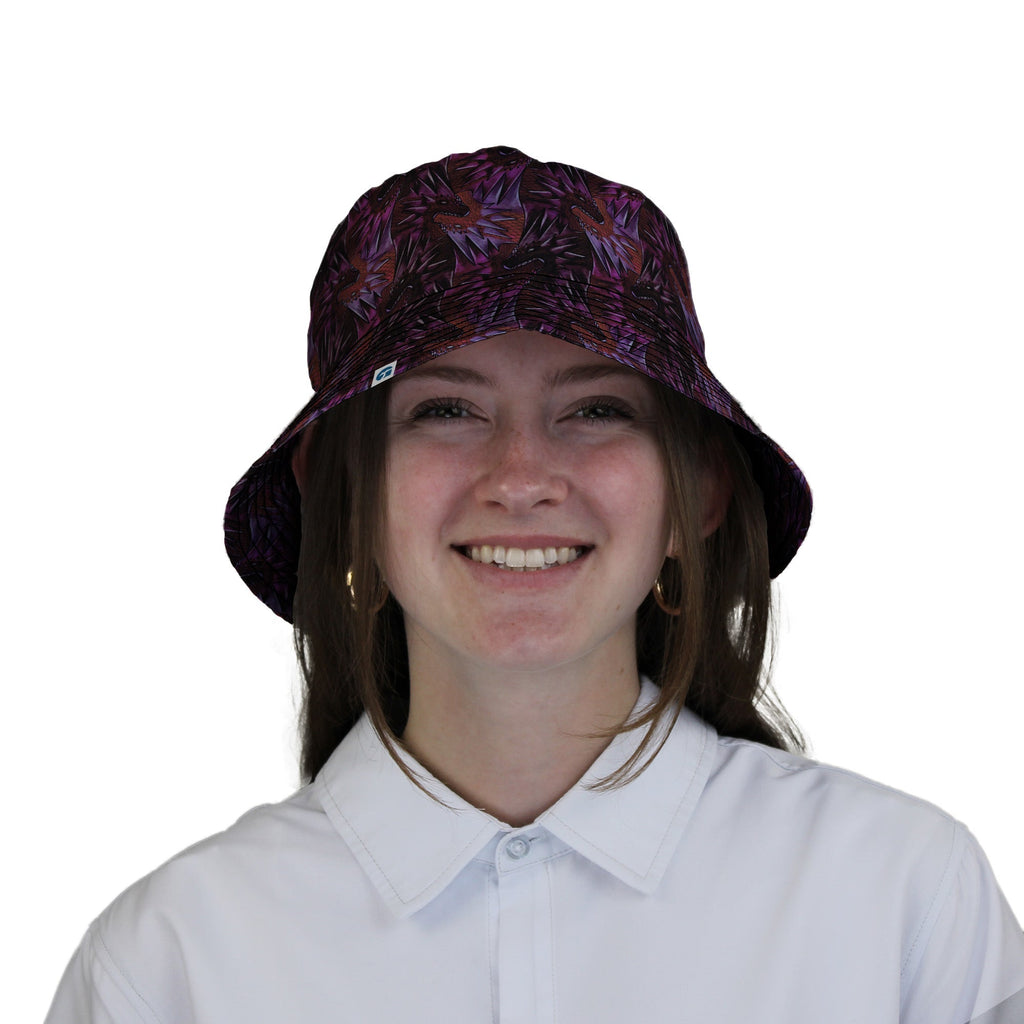 Dragon Weaving Inferno Fire Bucket Hat Geek Nerd Designs by Nathan fantasy prints lx - B