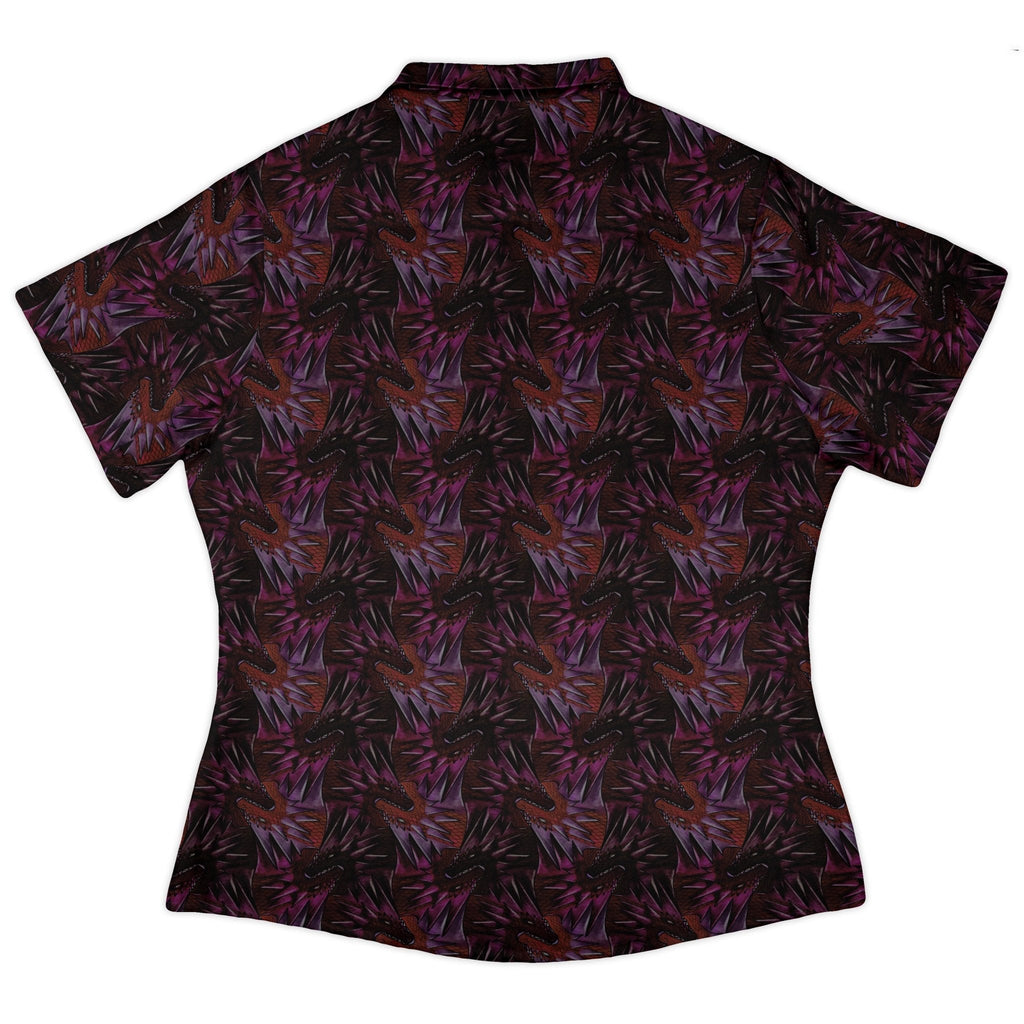 Dragon Weaving Inferno Fire Curvy Button Up Shirt Geek Nerd Designs by Nathan fantasy prints q225