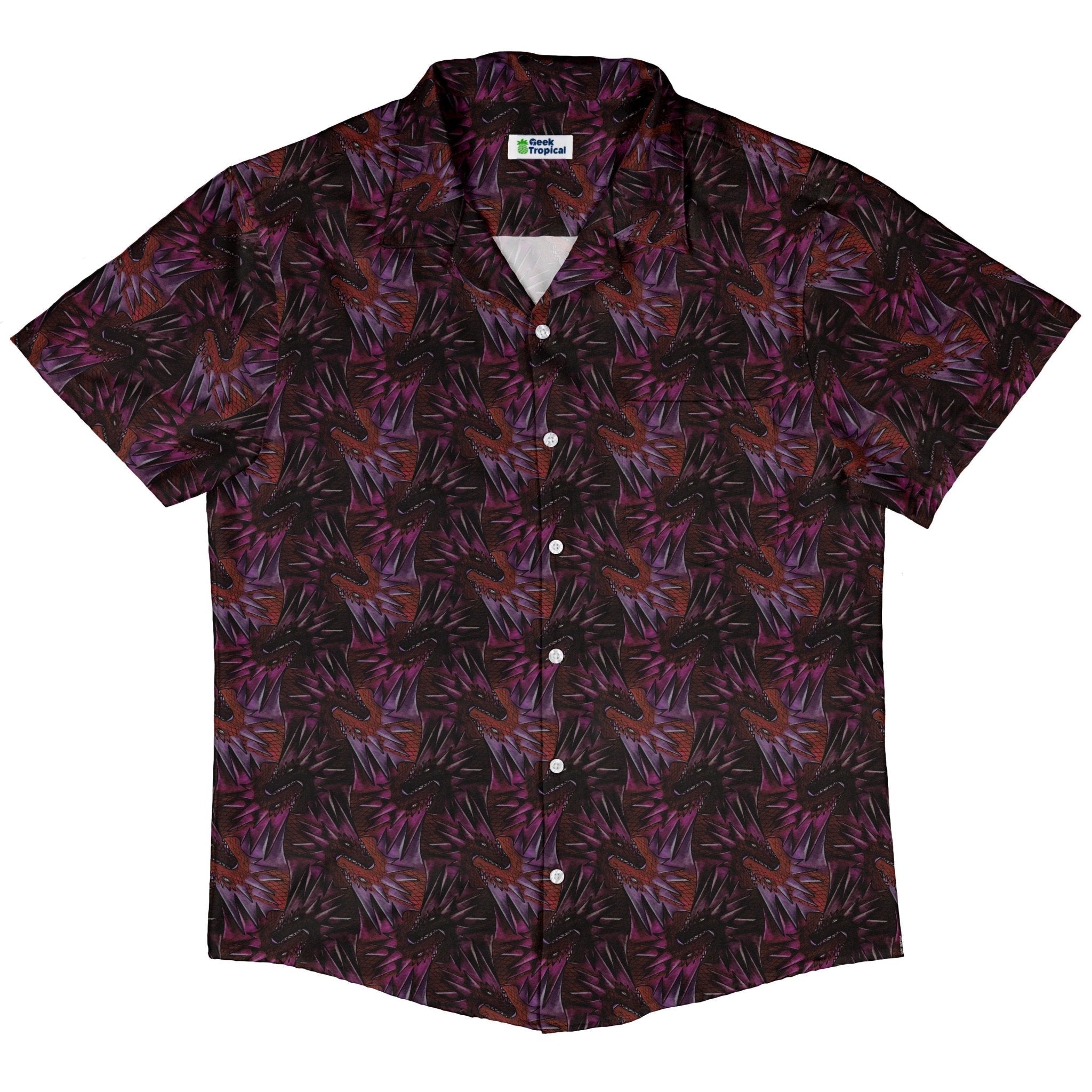 Dragon Weaving Inferno Fire Button Up Shirt Geek Nerd adult sizing Designs by Nathan fantasy prints