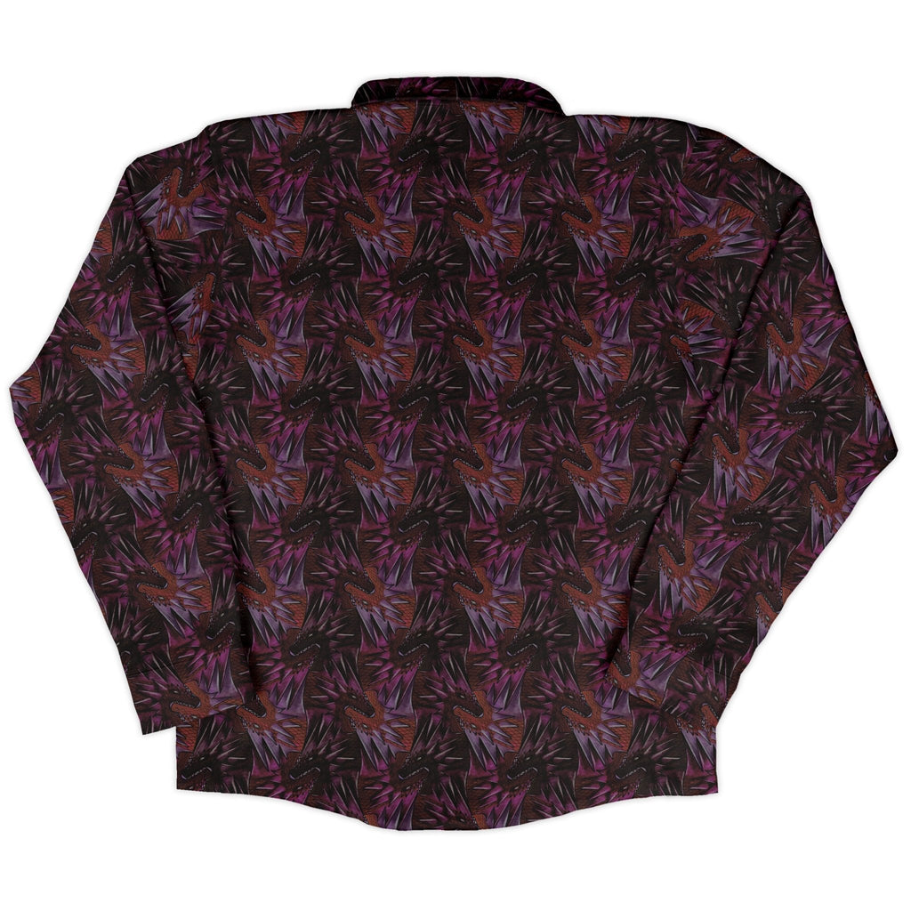 Dragon Weaving Inferno Fire Long Sleeve Button Up Shirt Geek Nerd adult sizing Designs by Nathan fantasy prints