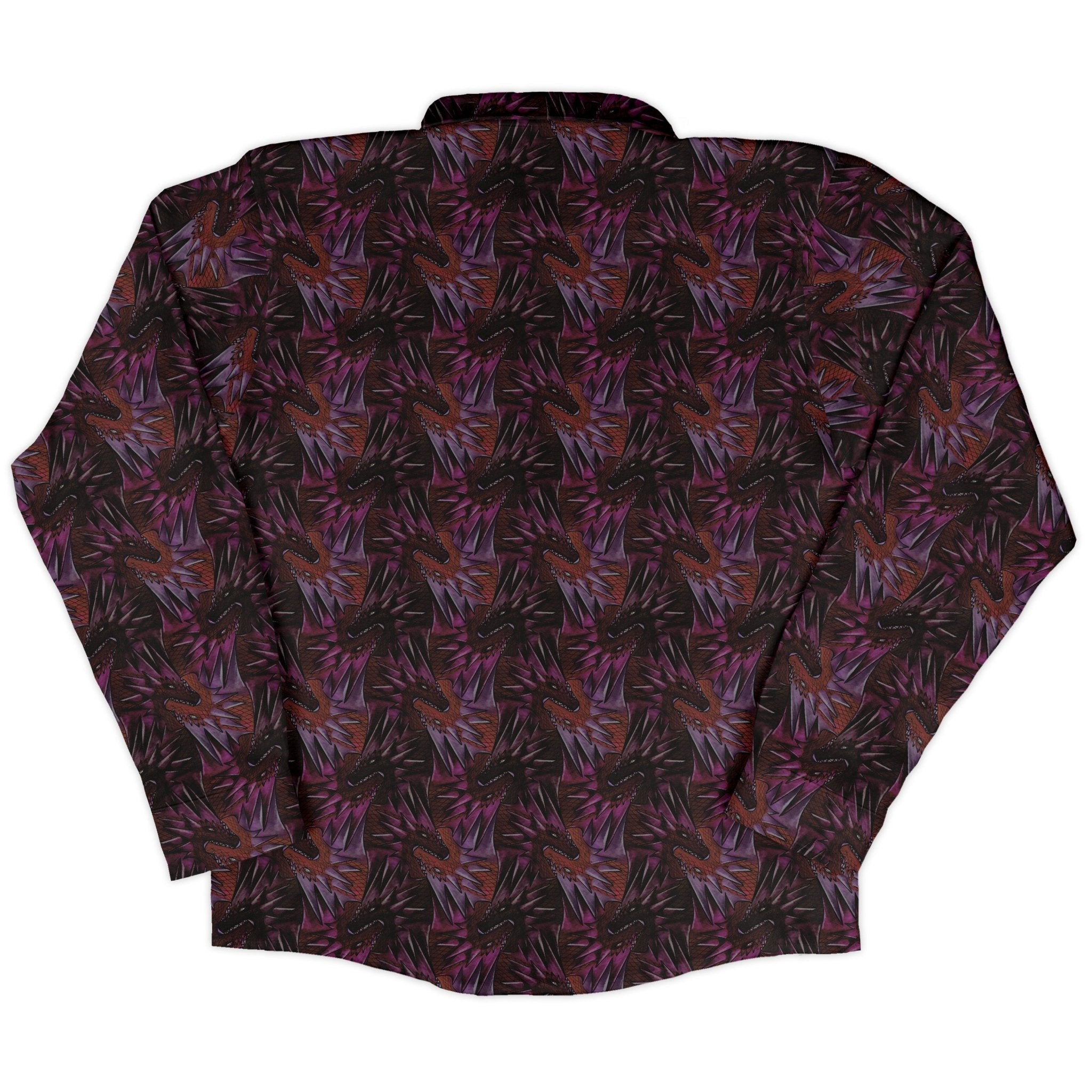 Dragon Weaving Inferno Fire Long Sleeve Button Up Shirt Geek Nerd adult sizing Designs by Nathan fantasy prints