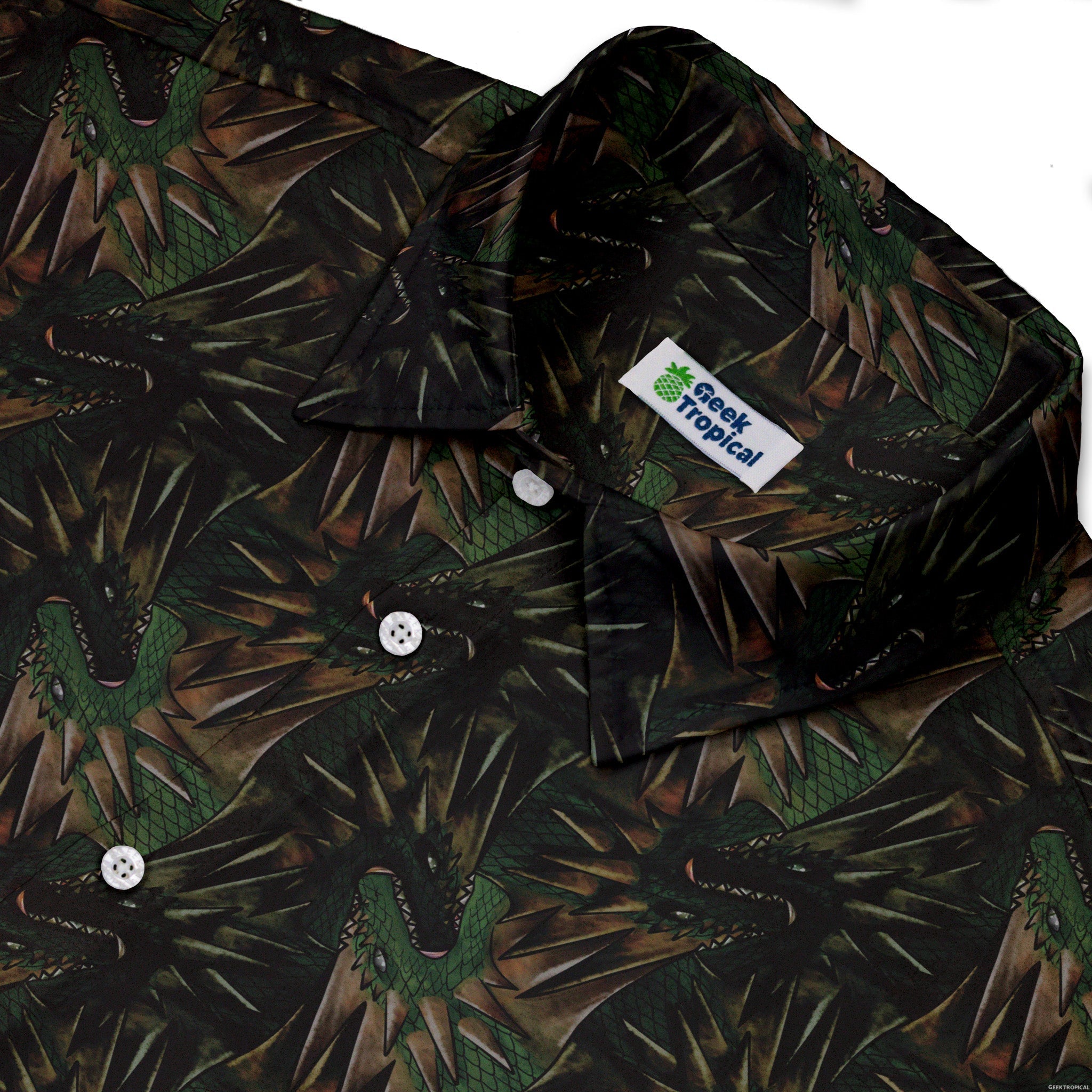 Dragon Weaving Inferno Forest Button Up Shirt Geek Nerd adult sizing Designs by Nathan fantasy prints
