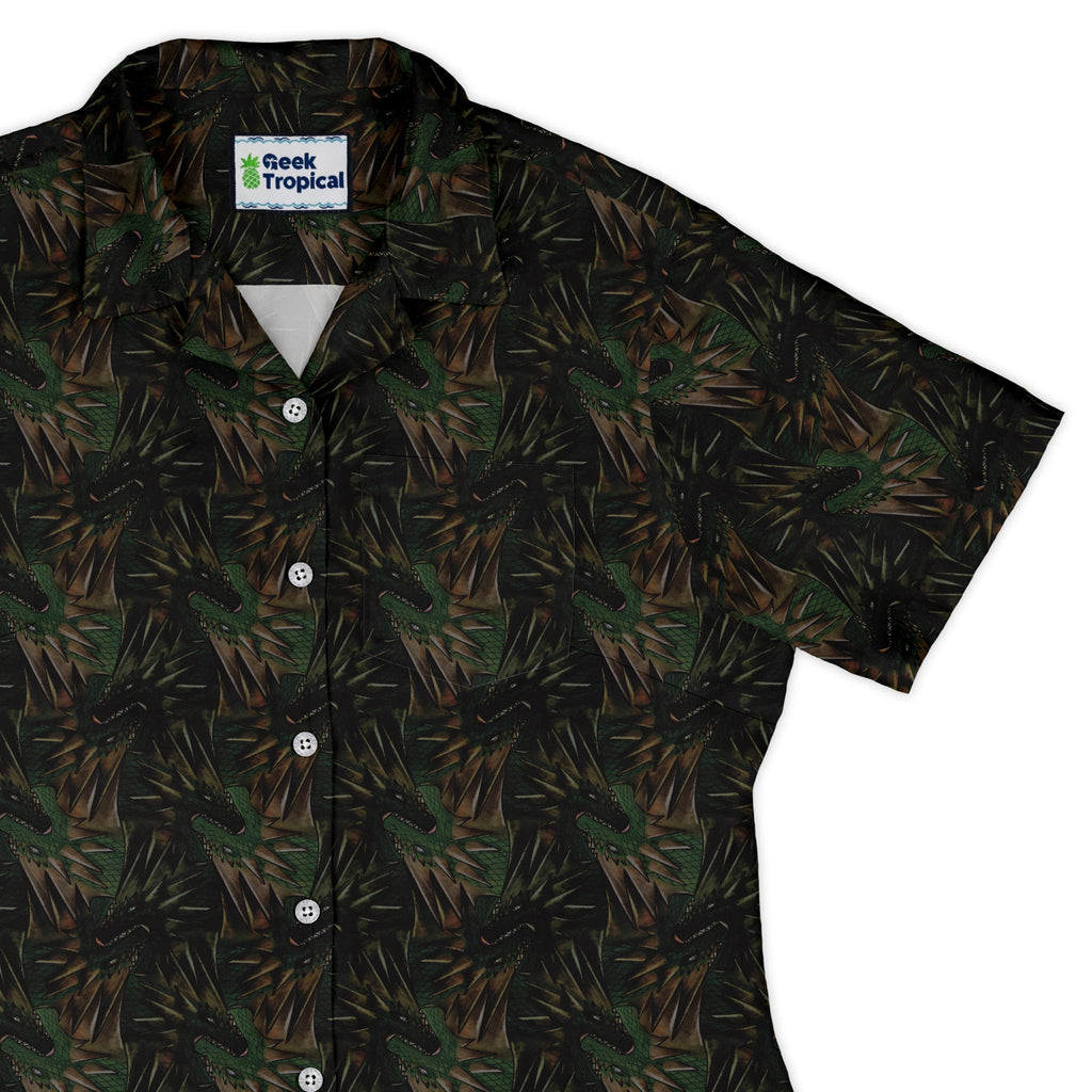 Dragon Weaving Inferno Forest Curvy Button Up Shirt Geek Nerd Designs by Nathan fantasy prints q225